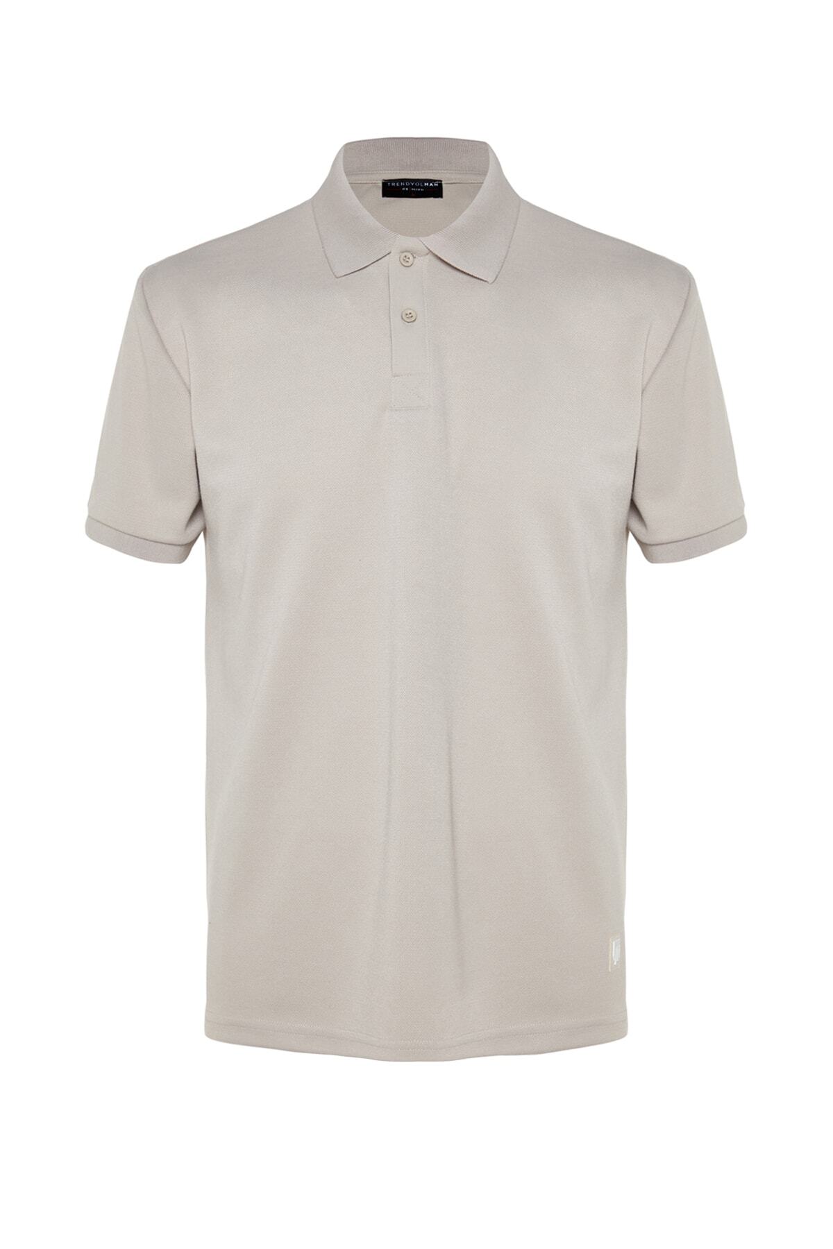 Kolekcia Trendyol-Tričko Label Appliqued POlo Collar STone Color - Regular CuT TMNSS23po00016 7