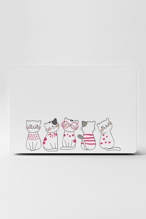 Laptop Sticker Kaplama Notebook Macbook Beyaz Kediler ls79