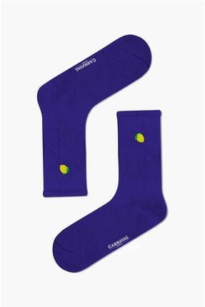 Limon Nakışlı Mor Renkli Spor Çorap TNS-U1119