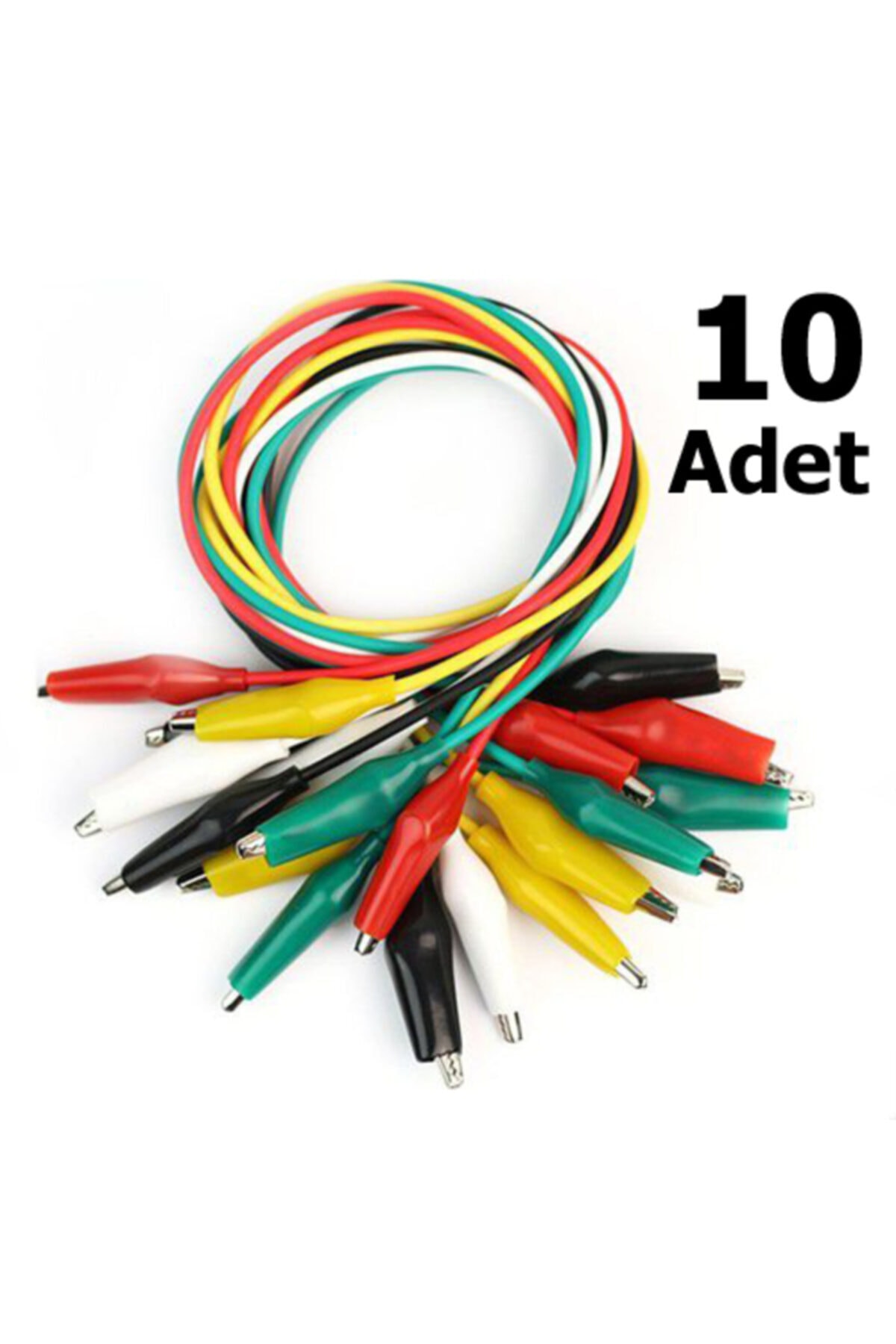 Hobialem 10 Adet, Krokodil Kablo, Büyük Boy, Kaliteli, 30 Cm, Test Kablosu, Iki Ucu Kıskaçlı Kablo