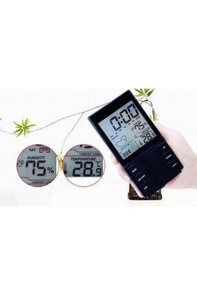 Hava Durumu Isı Nem Ölçer Alarmlı Işıklı Masa Saati Termometre Higrometre havadurumuışıklısiyahgri