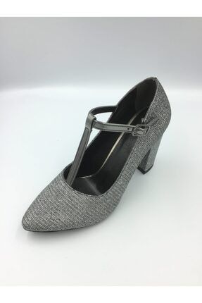 Kadın Gümüş Topuklu Ayakkabı 00806-dncr