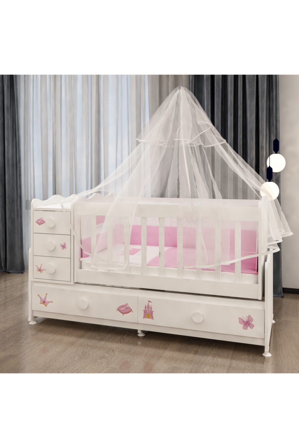 Garaj Home Melina Prenses Uyku Setli Beşik Kombini