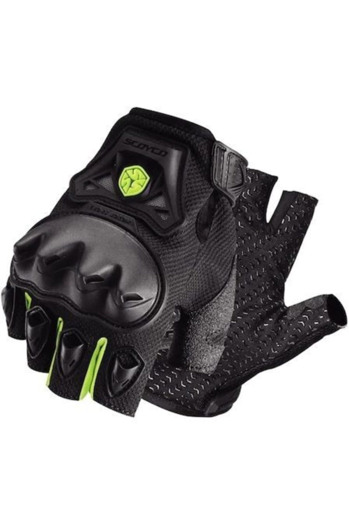 Scoyco Eldiven Parmaksız Mc29 Neon Sarı Siyah Large Full Plastik Sert Ko