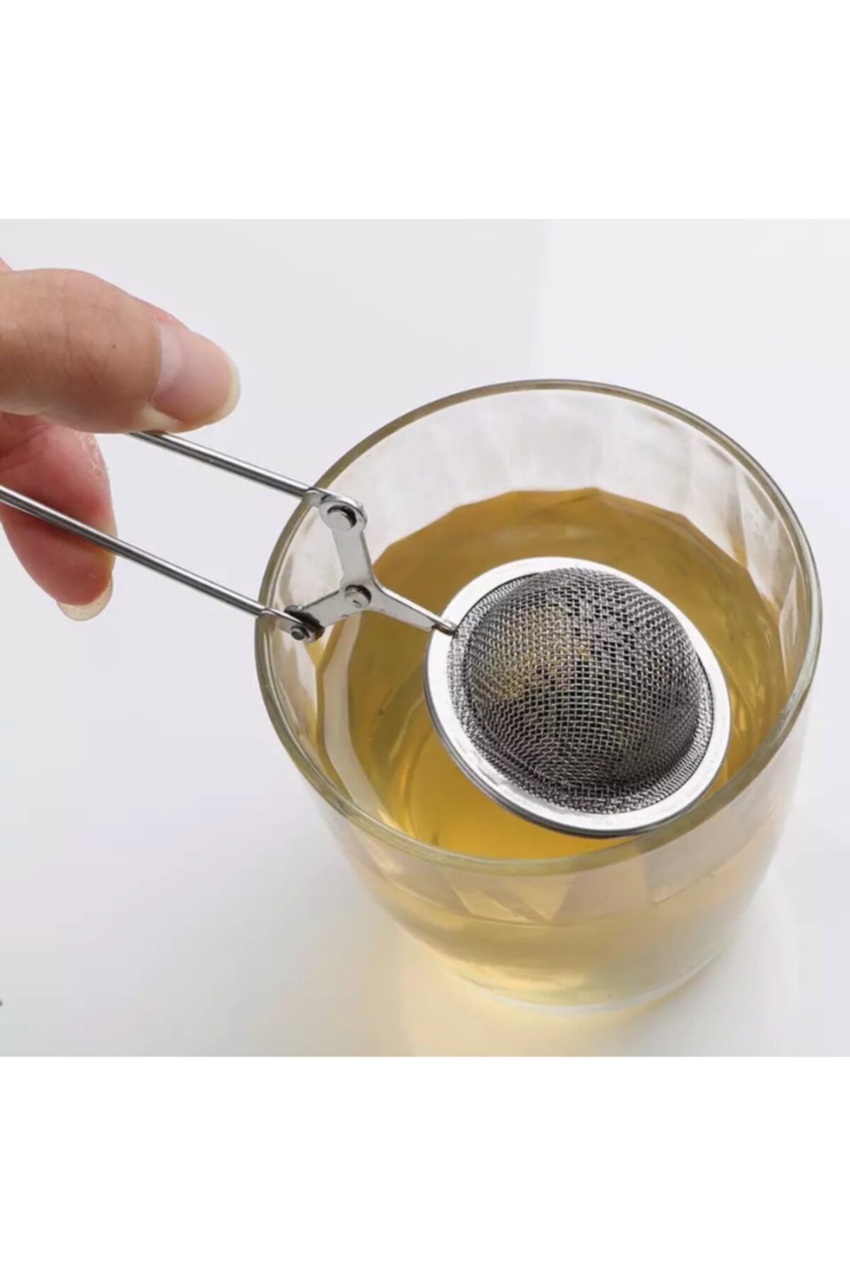 Bitki Çayı Süzgeci Pratik Çay Demleme Çelik Paslanmaz Maşalı Süzgeç Makas Süzgeçler