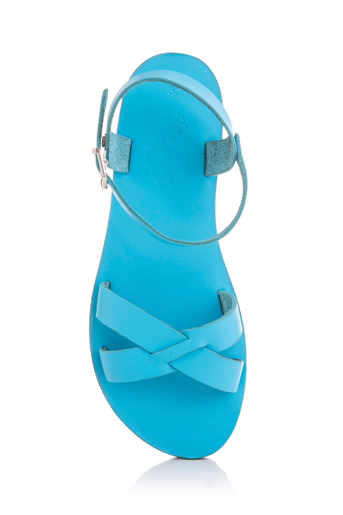 صندل آبی زنانه های چرمی واقعی دست ساز 4003 DaphneSandals