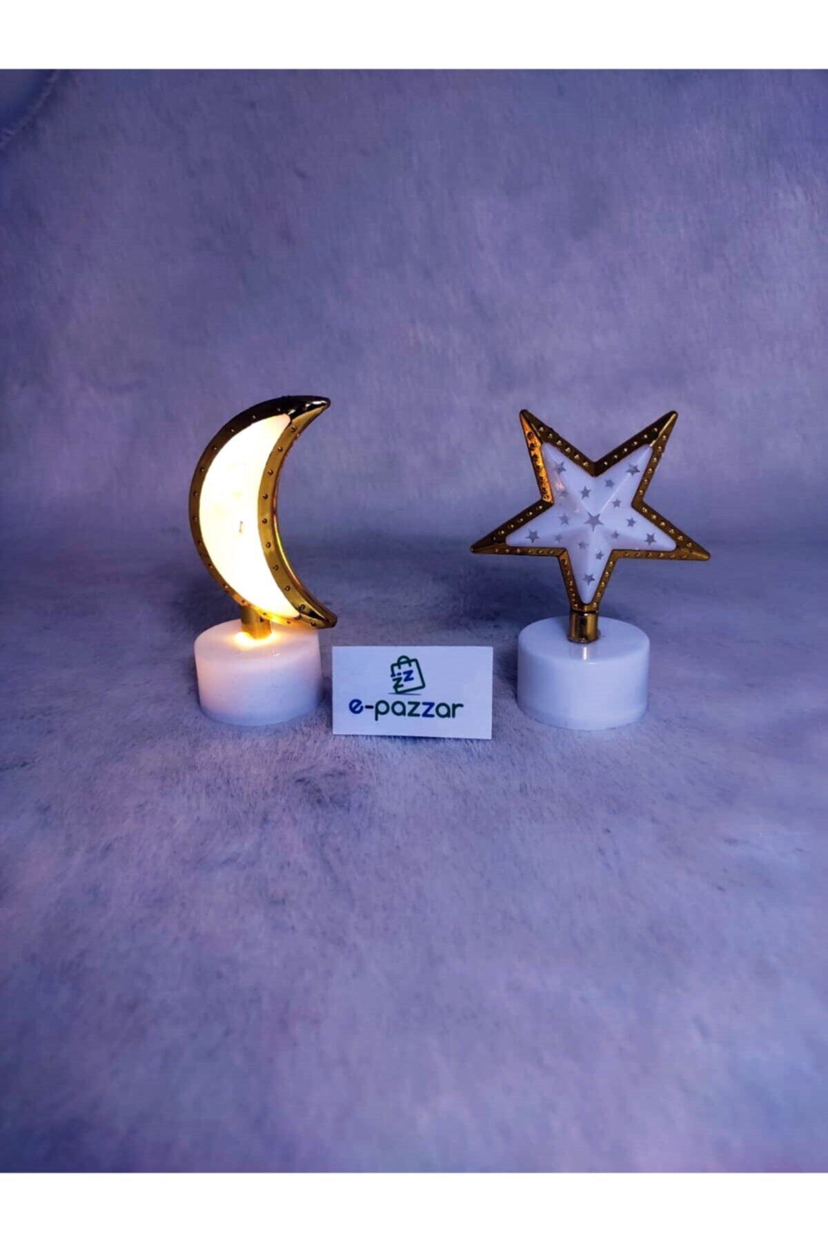 Crescent And Star Mini Night Light Table Decorative Led Light Gold Color Mini Lamp