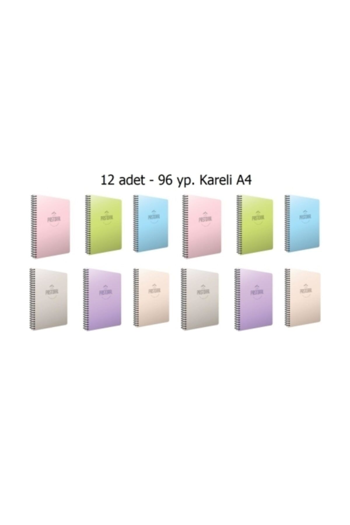 Gıpta Caiet Pastoral Spiral Pp Cover A4 96 Coli Pătrate - 12 Buc - One Size