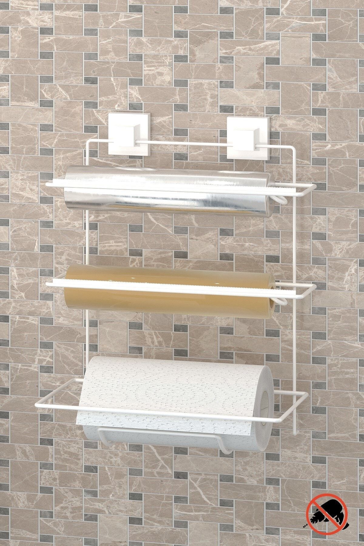 Teknotel Fără Găurire Cu Șurub! Suport Pentru Prosoape De Hârtie Easyfix Adeziv Folie Stretch Alb Ef032 - One Size