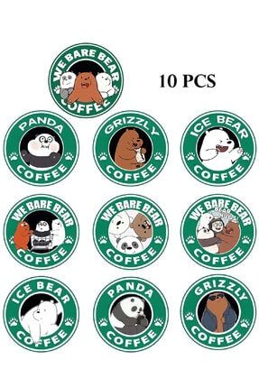 We Bare Bears Coffee Temalı 10 Adet Defter, Ajanda, Laptop, Telefon, Planlayıcı Sticker Seti webarebearcoffee