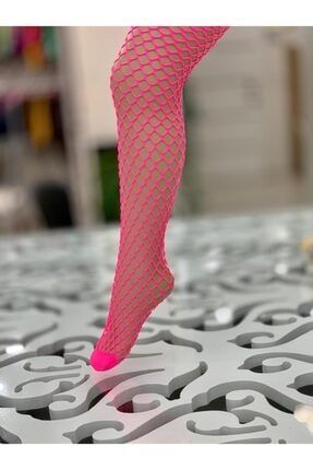Kız Çocuk Neon Pembe File Külotlu Çorap 2li C103