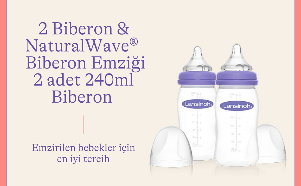Lansinoh Cam Biberon ve NaturalWave Biberon Emziği 240 ml