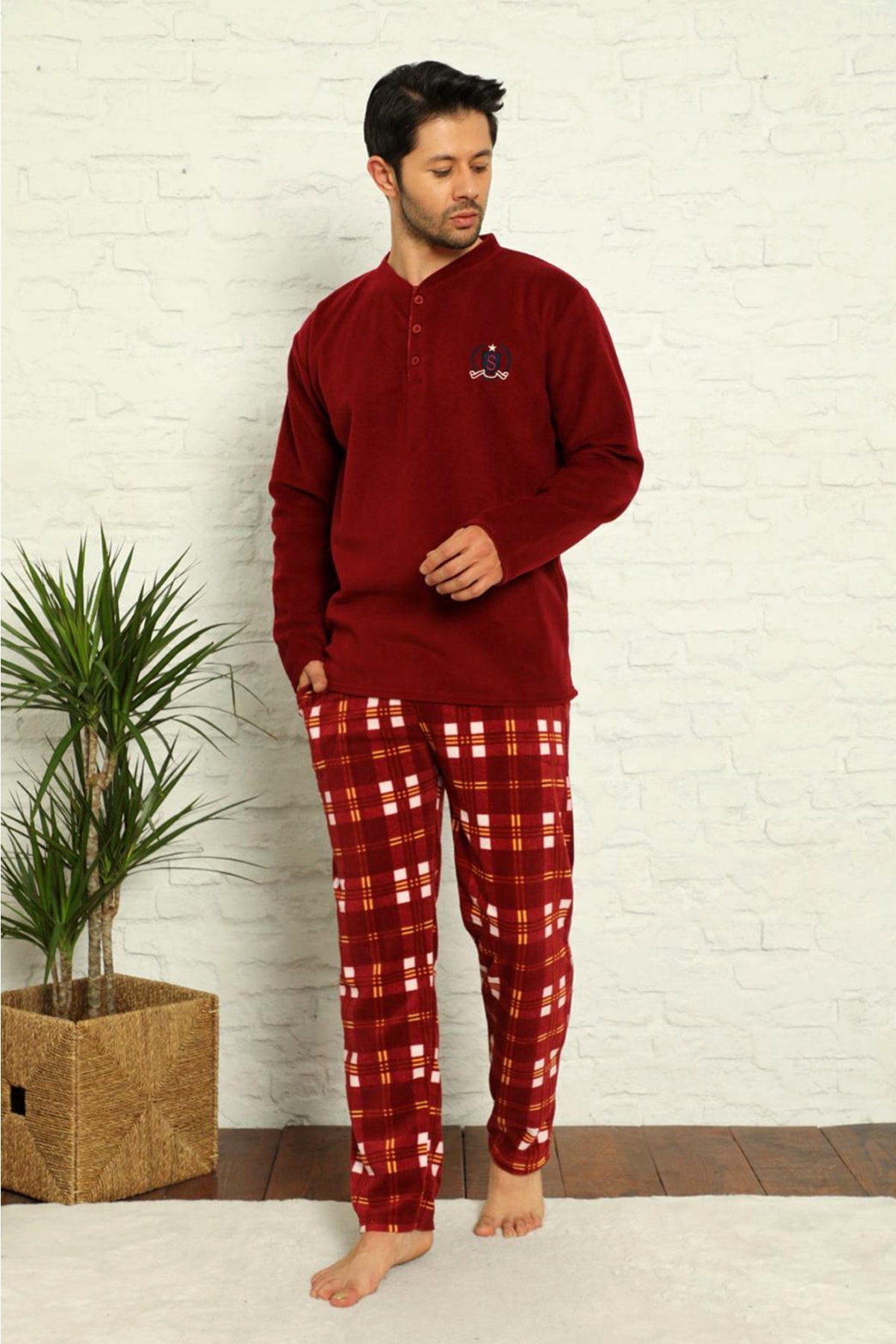 nisaNCa Kışlık Sıcak Tutan Erkek Polar Pijama Takımı