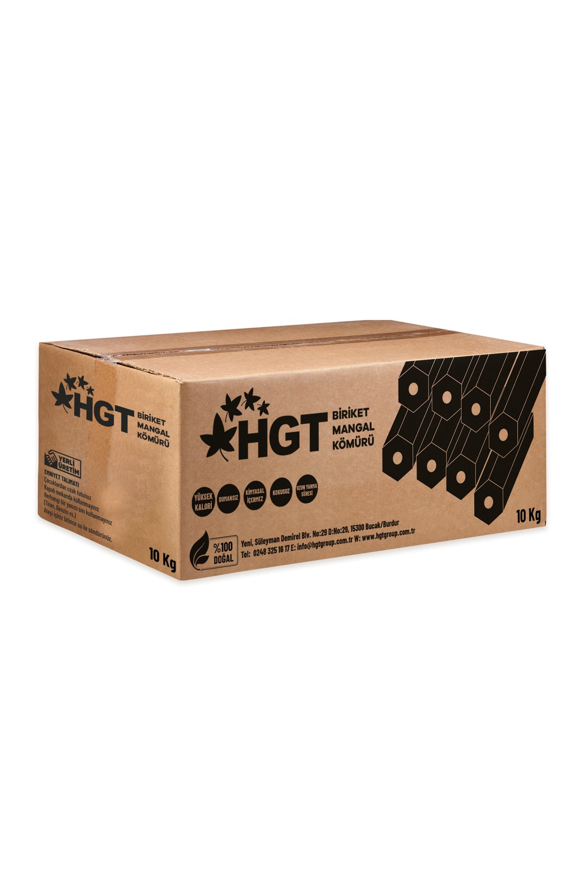 HGTGROUP Briket - Barbekü Kömür %100 Doğal Kimyasalsız Presle Üretilmiş Dumansız Kokusuz Yüksek Isılı 10 Kg