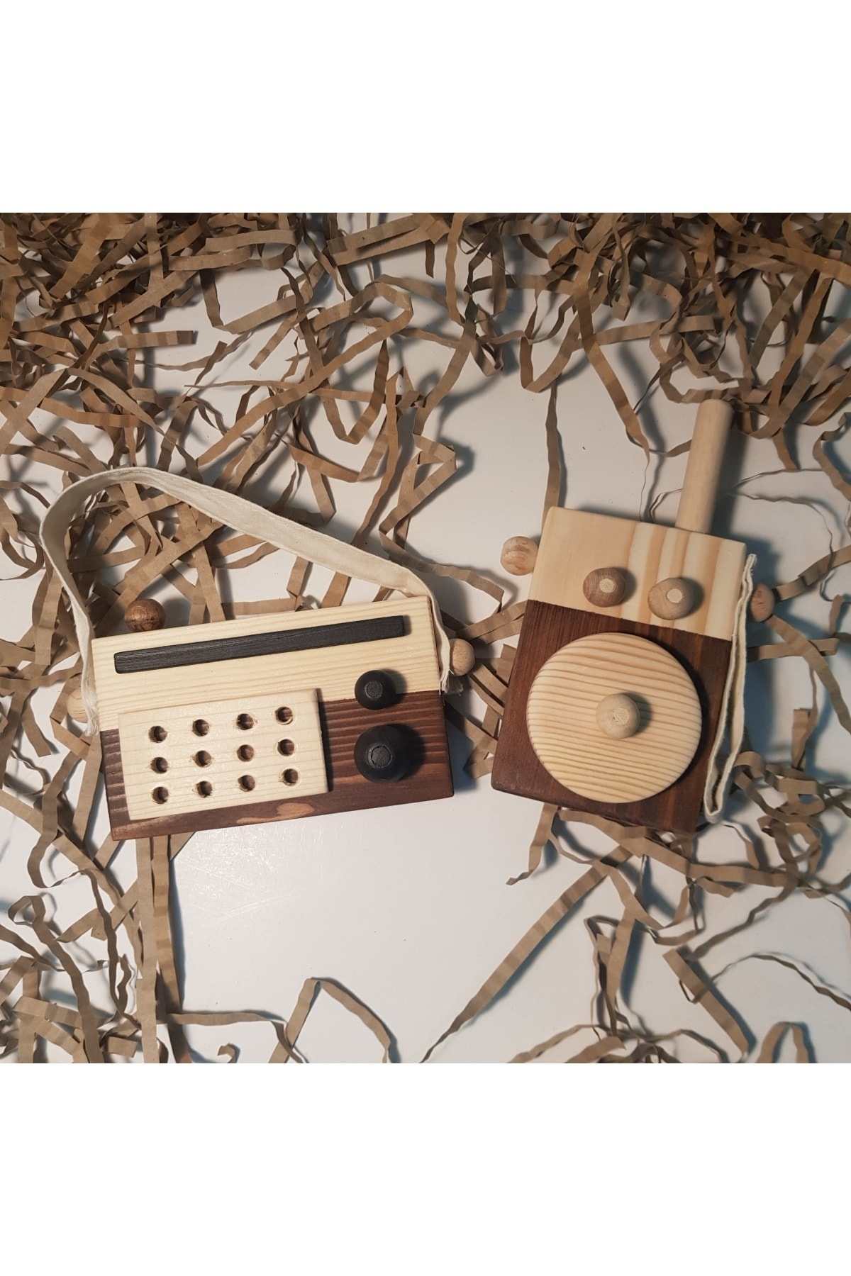 aswood Ahşap Elyapımı Baby Telsiz + Baby Radyo Oyuncak Set,montessori Oyuncak,hediyelik Çocuk Oyuncağı fotoğrafı 2 (önizleme)