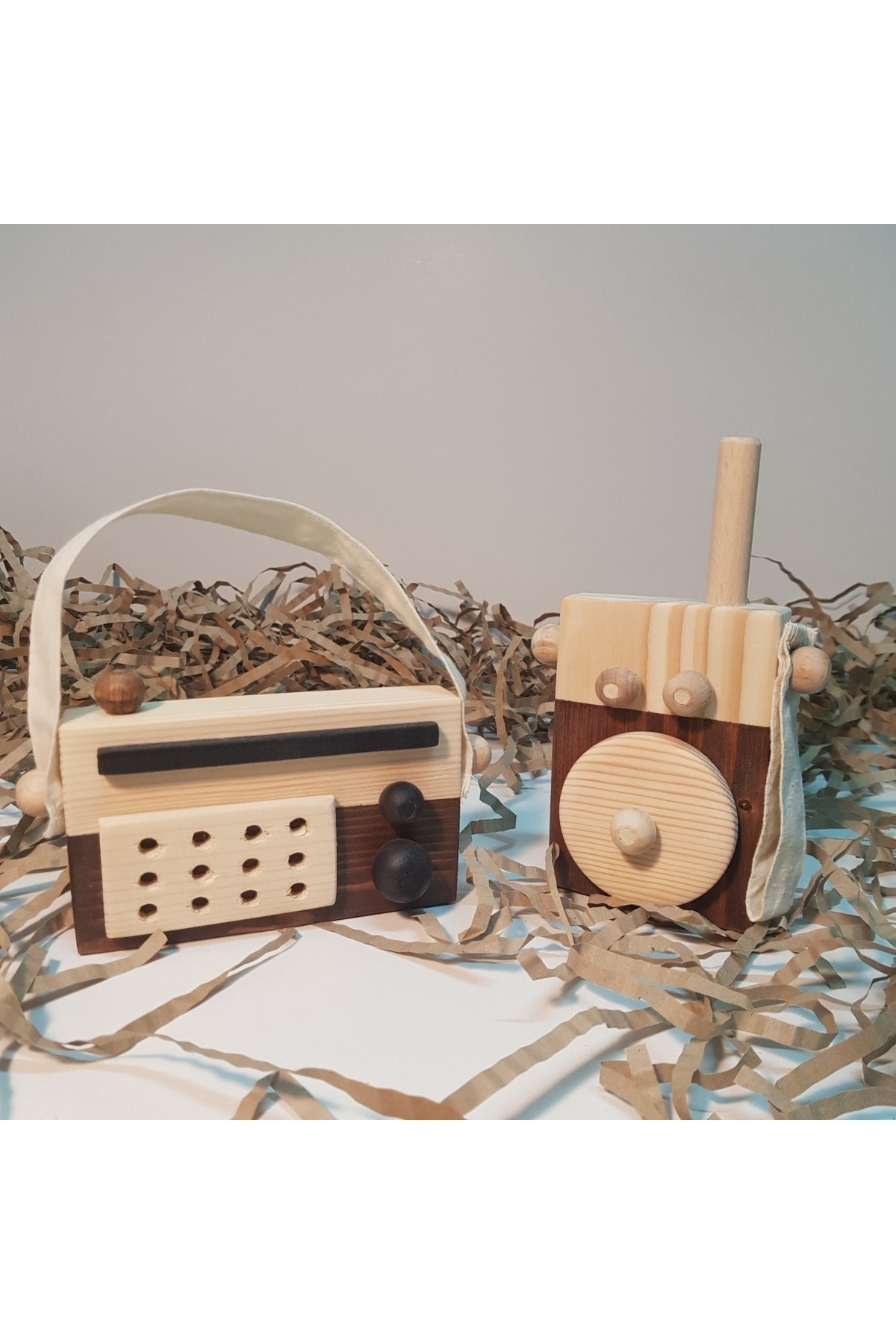 aswood Ahşap Elyapımı Baby Telsiz + Baby Radyo Oyuncak Set,montessori Oyuncak,hediyelik Çocuk Oyuncağı fotoğrafı 3 (önizleme)