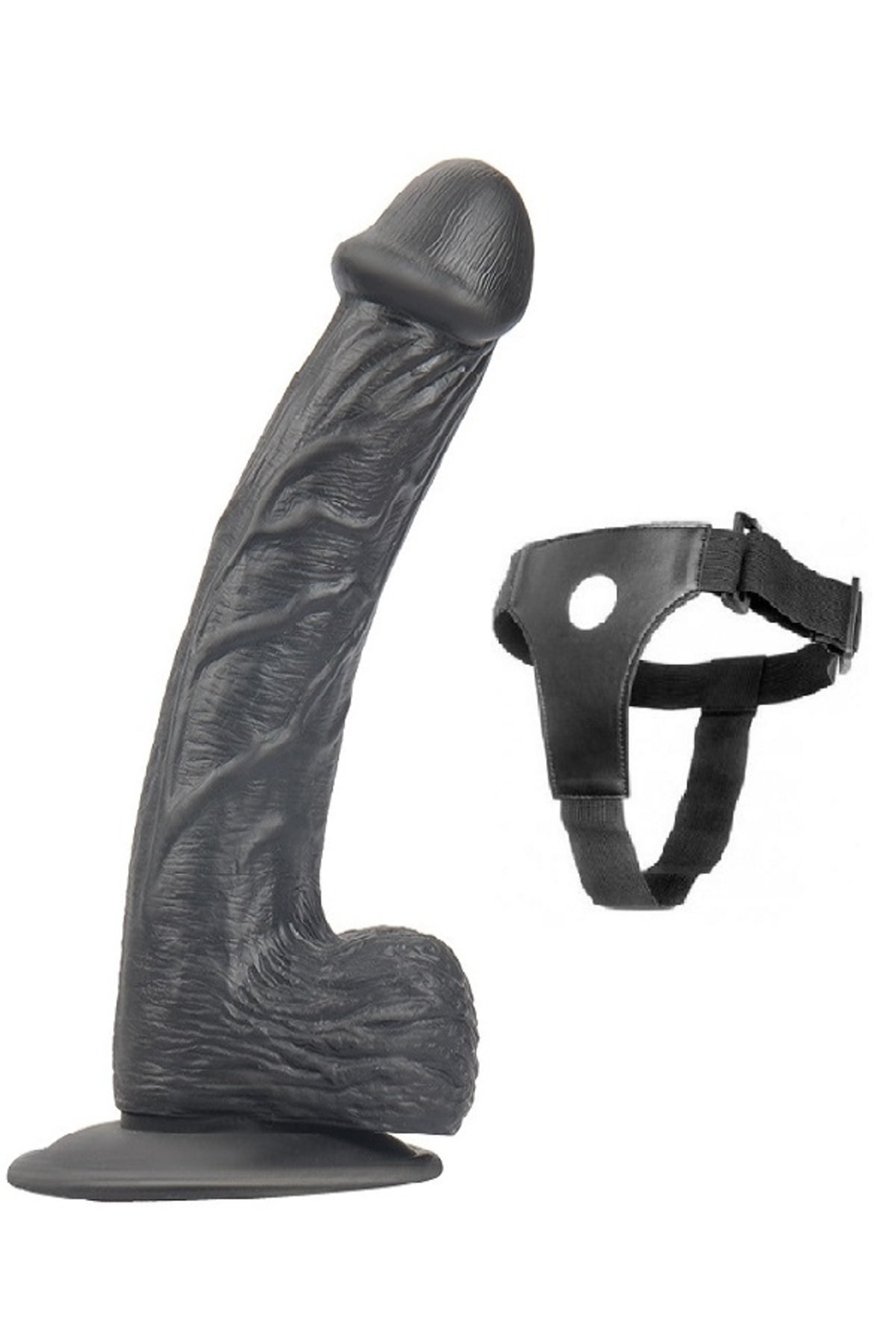 Zenci Protez Strapon Penis 17 Cm Damarlı Kemerli Dildo 3