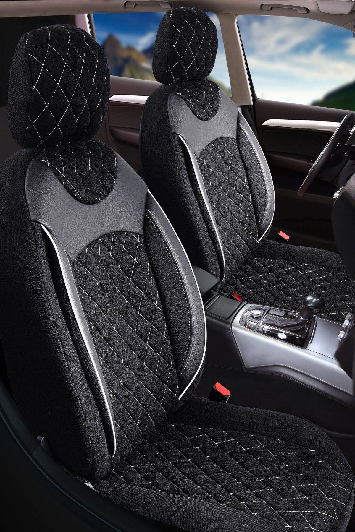 PlusOto Peugeot 301 Compatible Anka Series Black white Car Seat