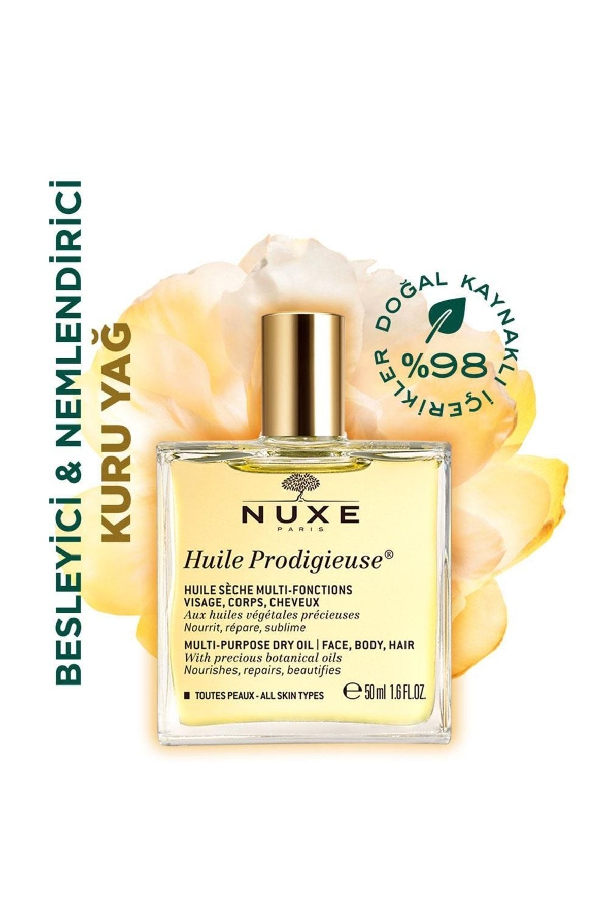 Nuxe Huile Prodigieuse Çok Amaçlı Yumuşatıcı Besleyici Doğal Vegan Kuru Yağ 50ml RN10620