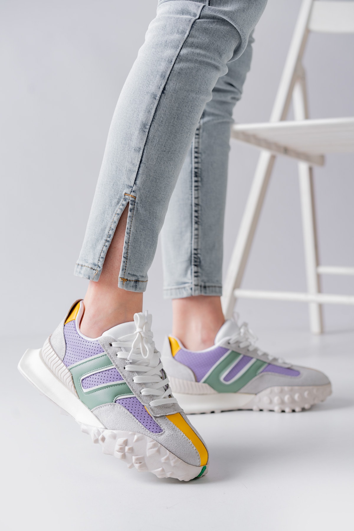 New Season Style Casual Stylish Premium Women's Sports Shoes with Lace-up Lilac Mix