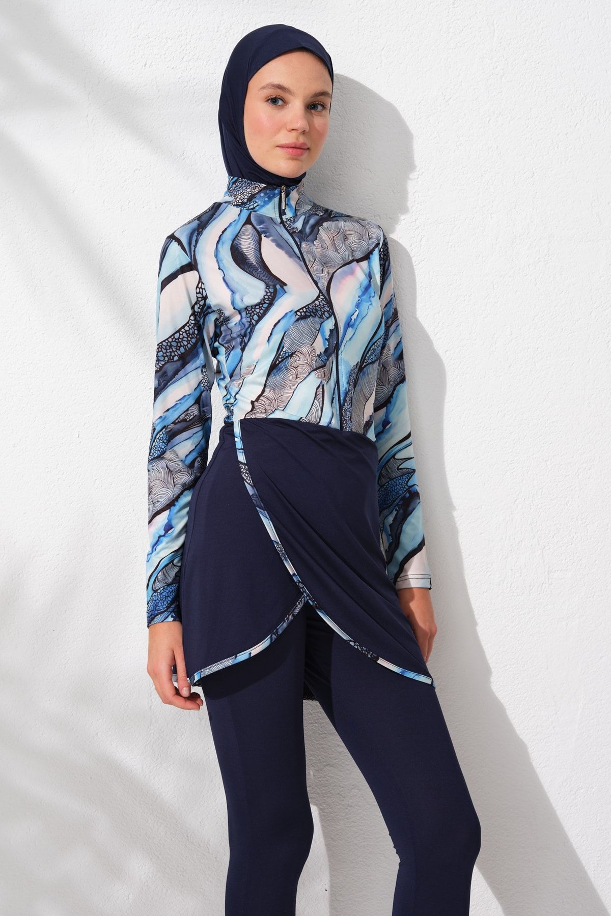 Pierre Cardin uzunollu Zippered Hijab Swimwear 231911