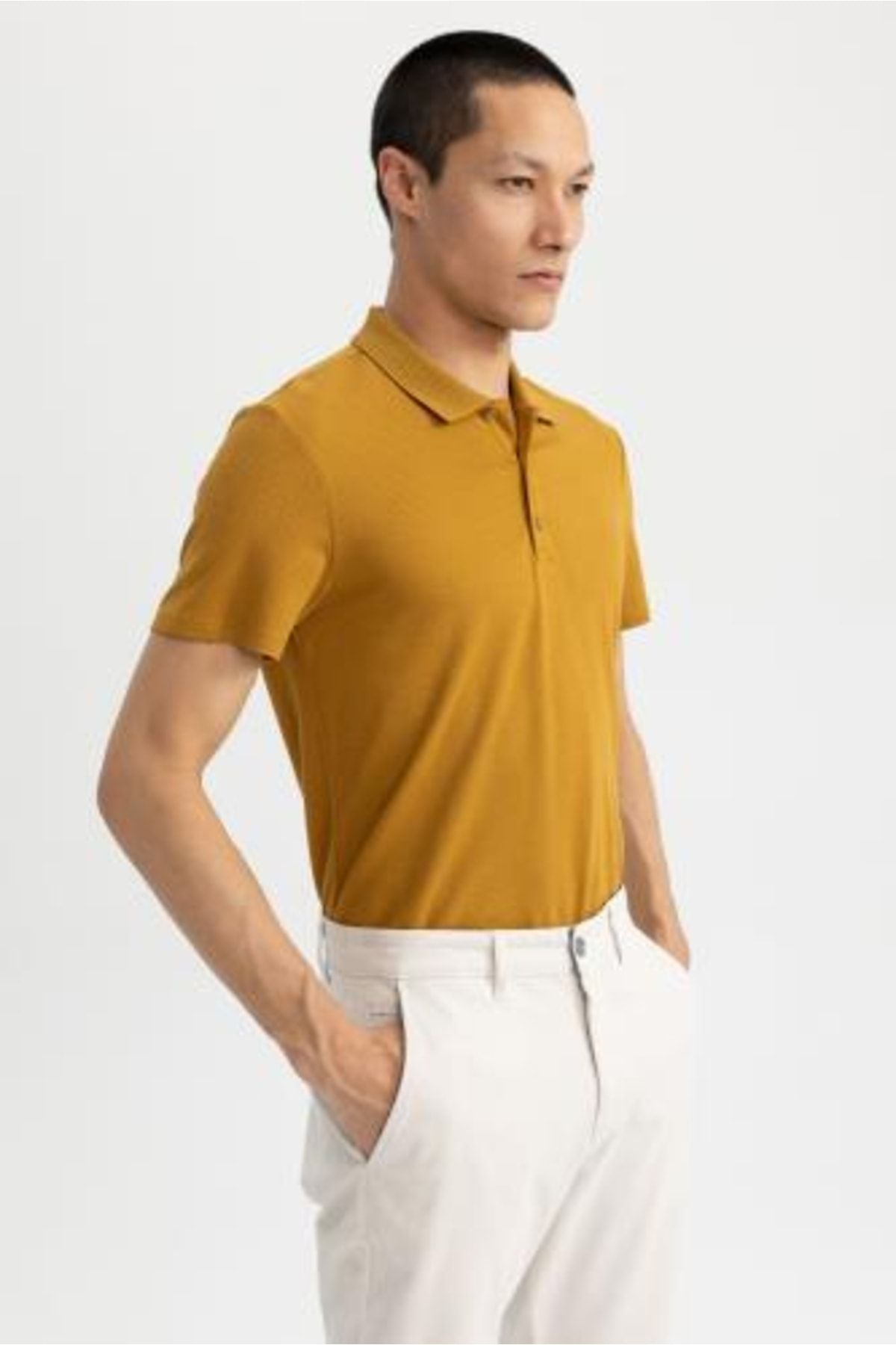 Defacto Slim Fit Polo Neck Basic Short Sleeve Cotton T Shirt