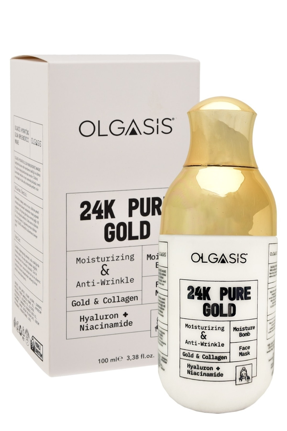 Olgasis 24k Gold Mask Collagen Yoğun Nemlendirici Ve Canlandırıcı Maske Nem Bombası Kuru Hassas Cilt 100 ml