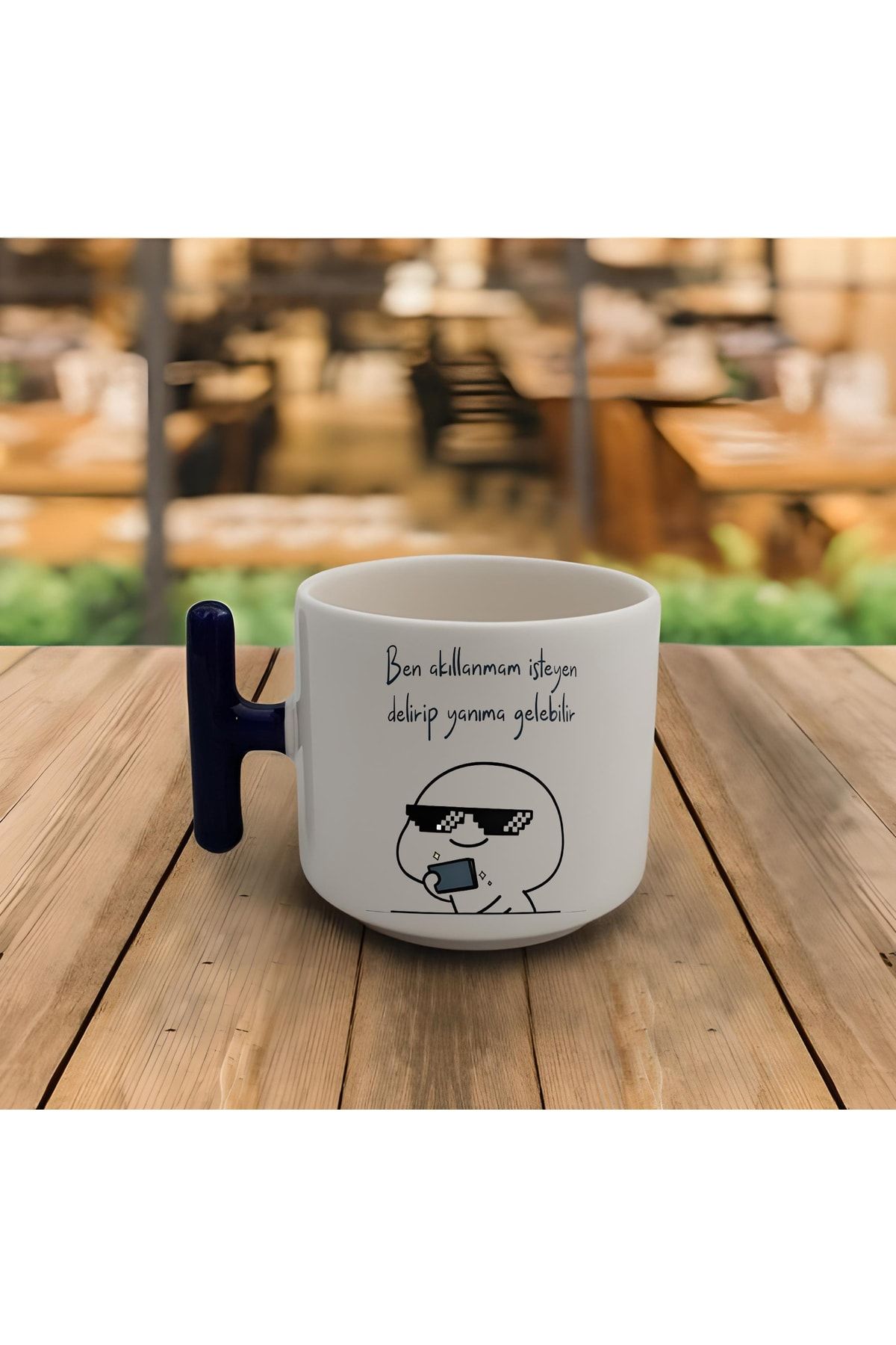 GünayStore-I won't get smarter. Anyone who wants to get smart can go crazy and come to me. Printed Latte & Espresso Handmade T-Handled Cup 1