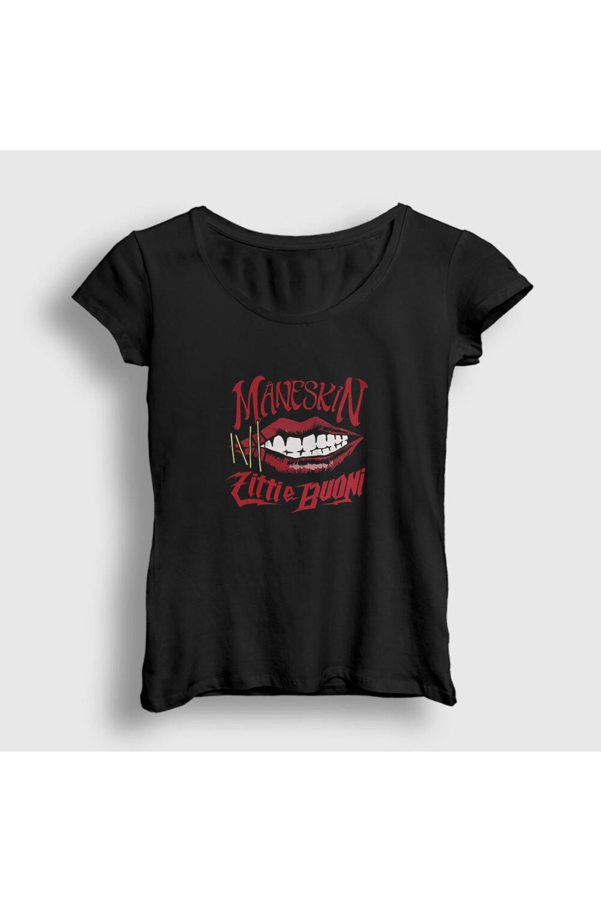 Kadın Siyah Zitti E Buoni Band Maneskin T-shirt 364068tt