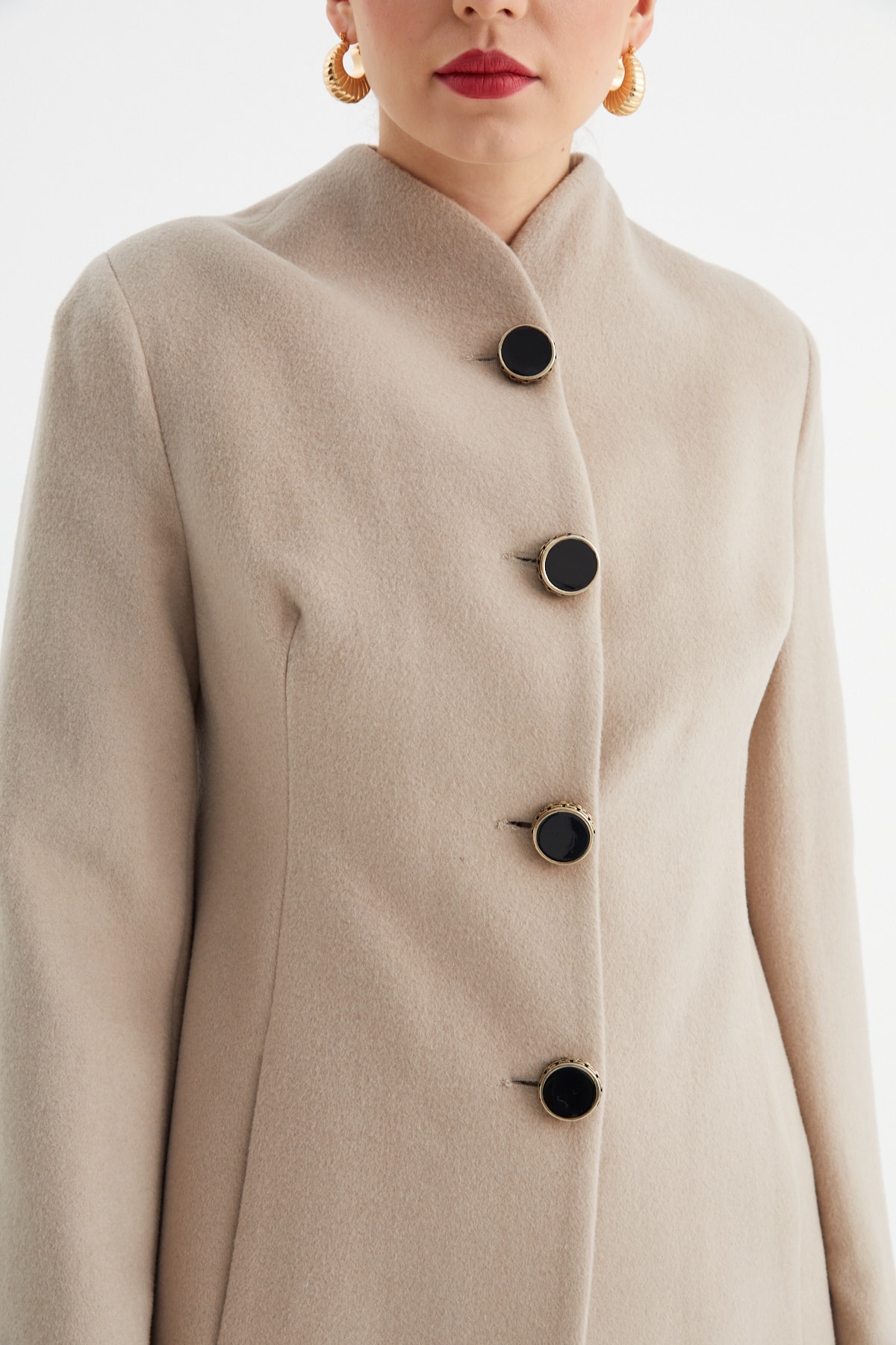 Balizza  Blz-düğmeleri Altın Kaplama Diz Üstü Palto - Görsel 3