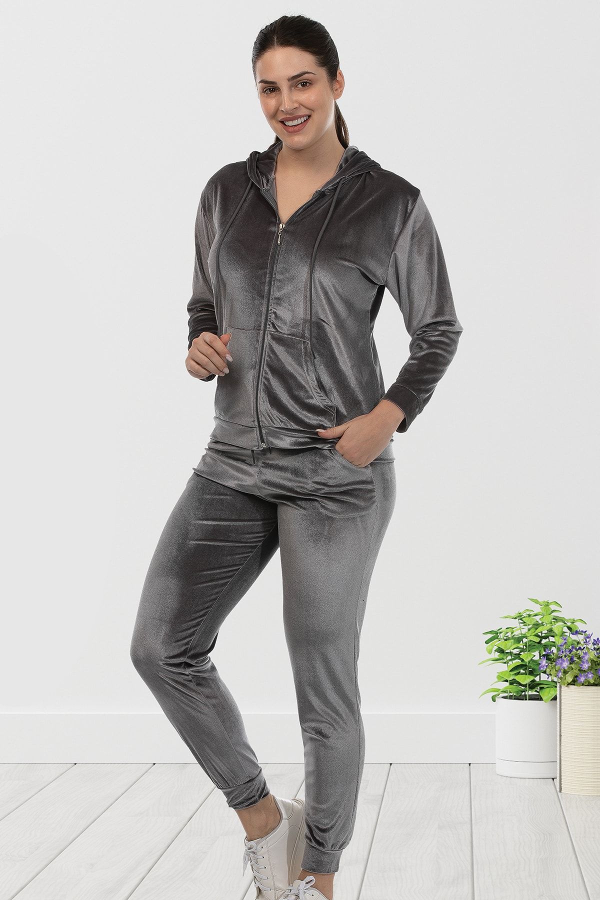 Grey velour tracksuit womens new arrivals