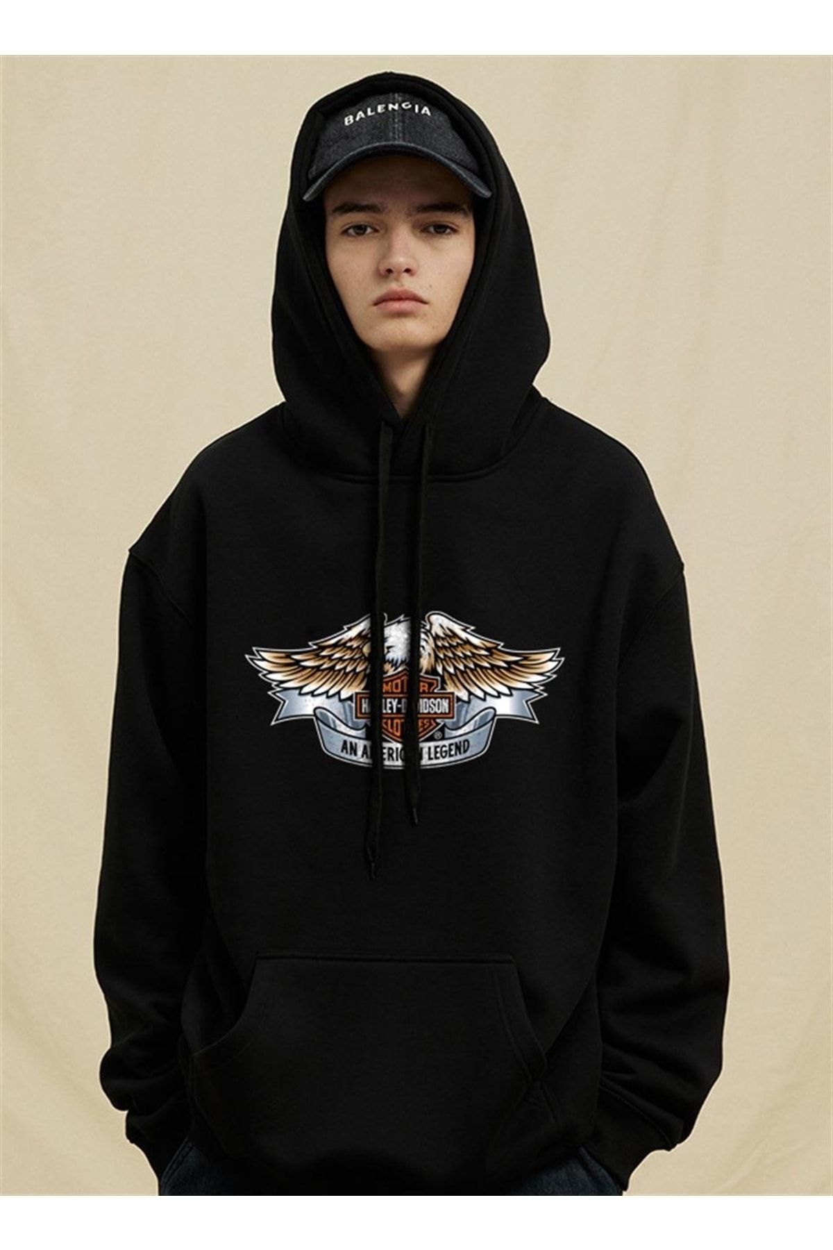 The Champs Hd Motocycle Black Unisex Hooded Oversize Sweatshirt