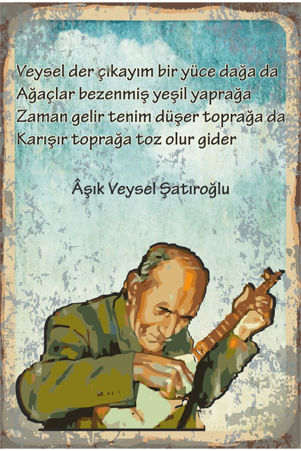 Aşık Veysel Veysel Says Let Me Come Out to a Great Mountain Retro Wooden Poster
