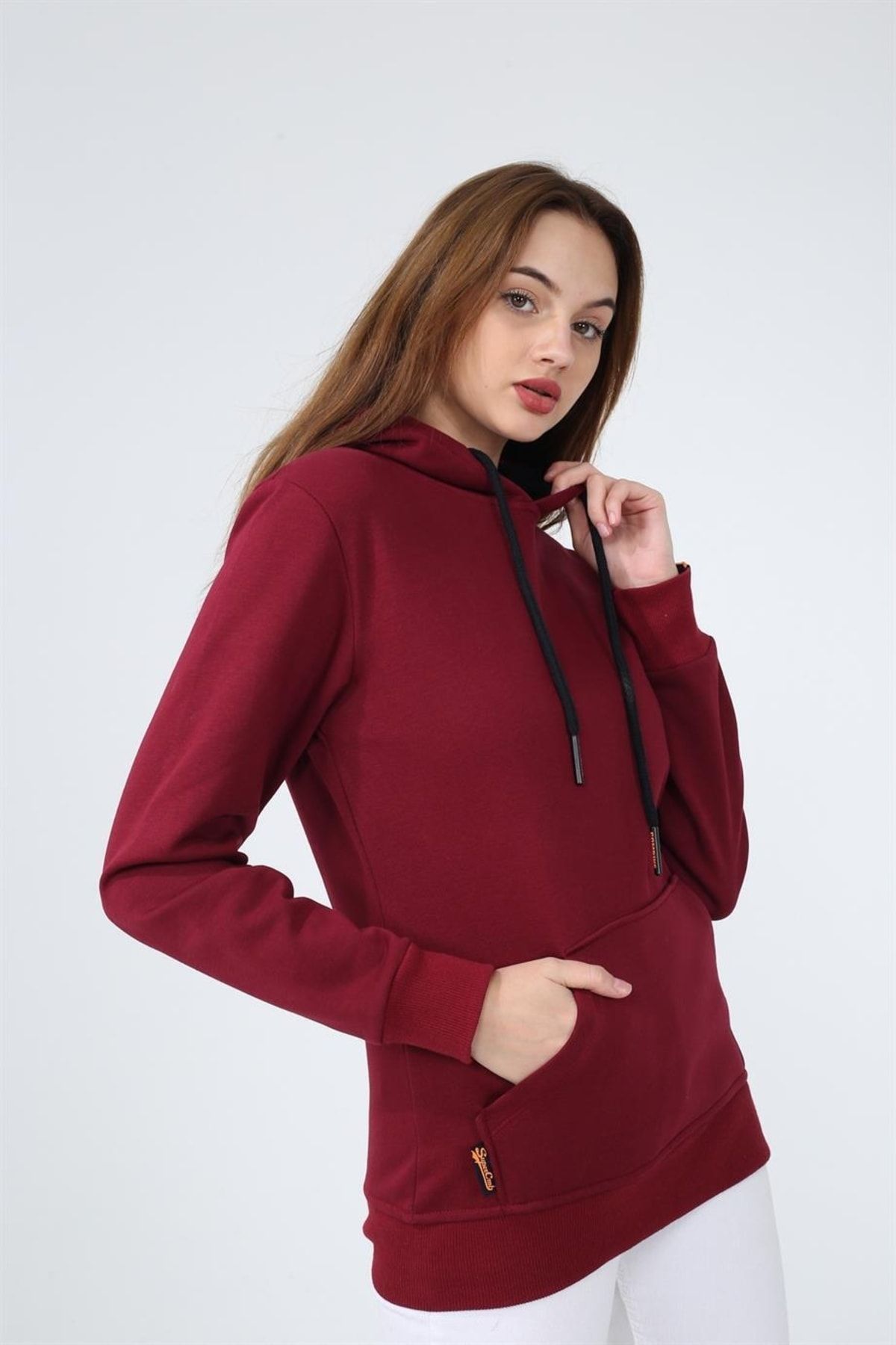 Burgundy womens sweatshirt top