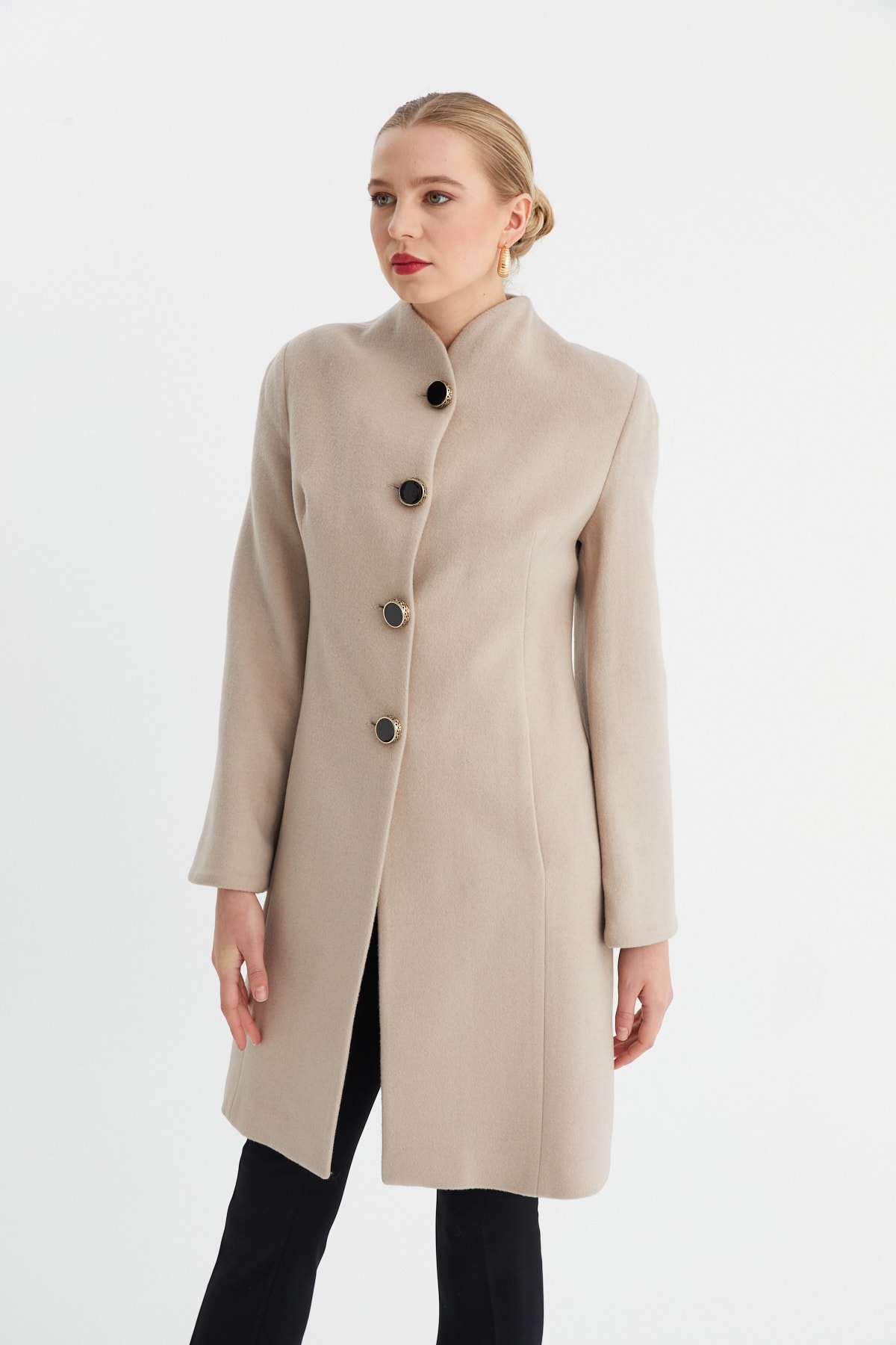 Balizza  Blz-düğmeleri Altın Kaplama Diz Üstü Palto - Görsel 2