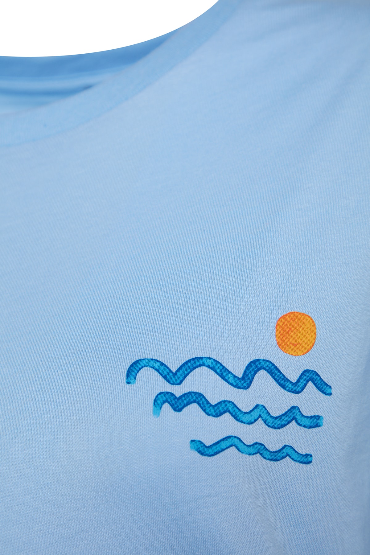 Trendyolmilla  Açık/Bebe Mavi %100 Pamuk Sırt ve Göğüs Baskılı Boyfriend Örme T-Shirt TWOSS23TS00058 - Görsel 13