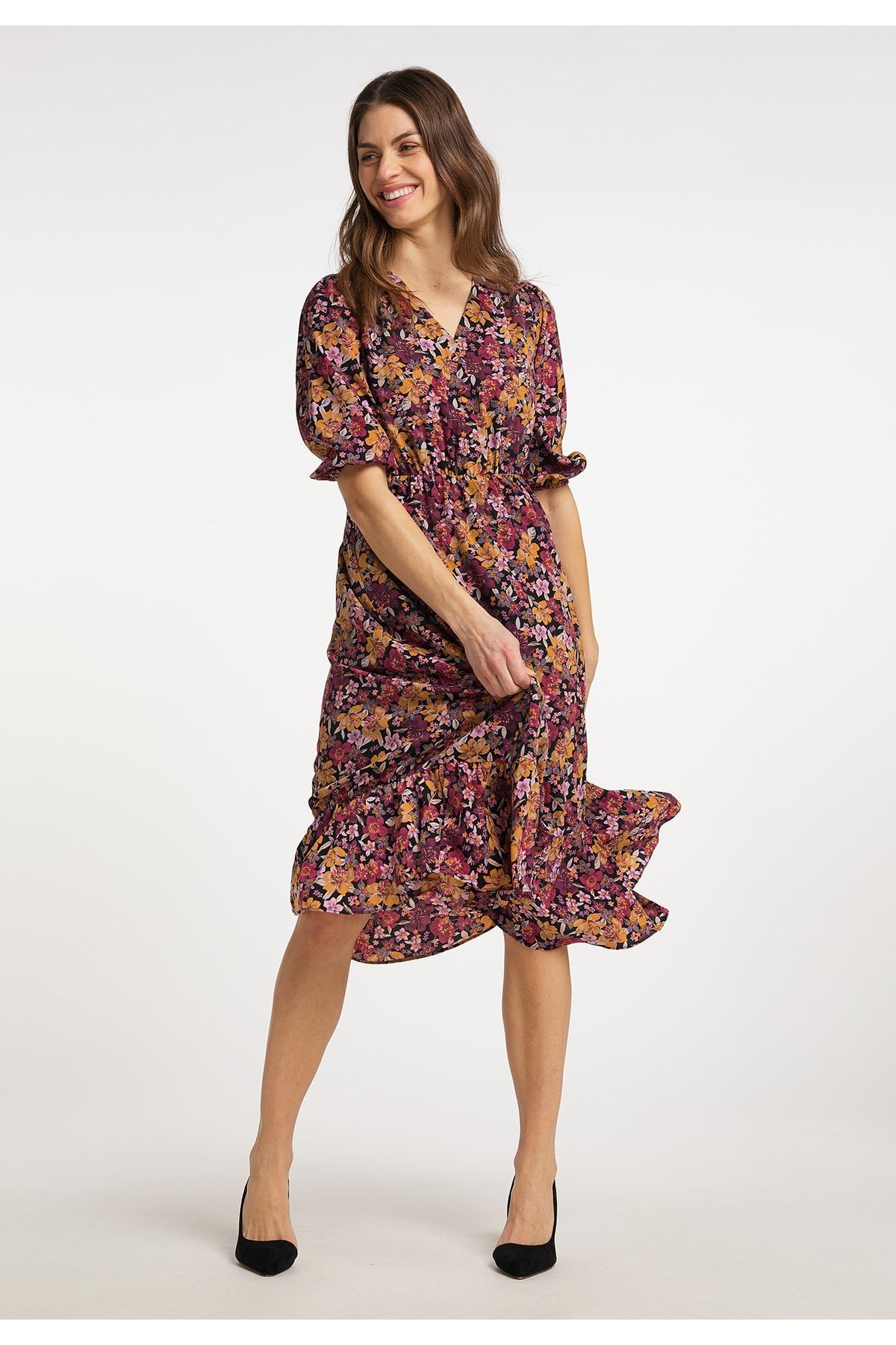 USHA-Qisha - Midikleid a design Blumenprint 2