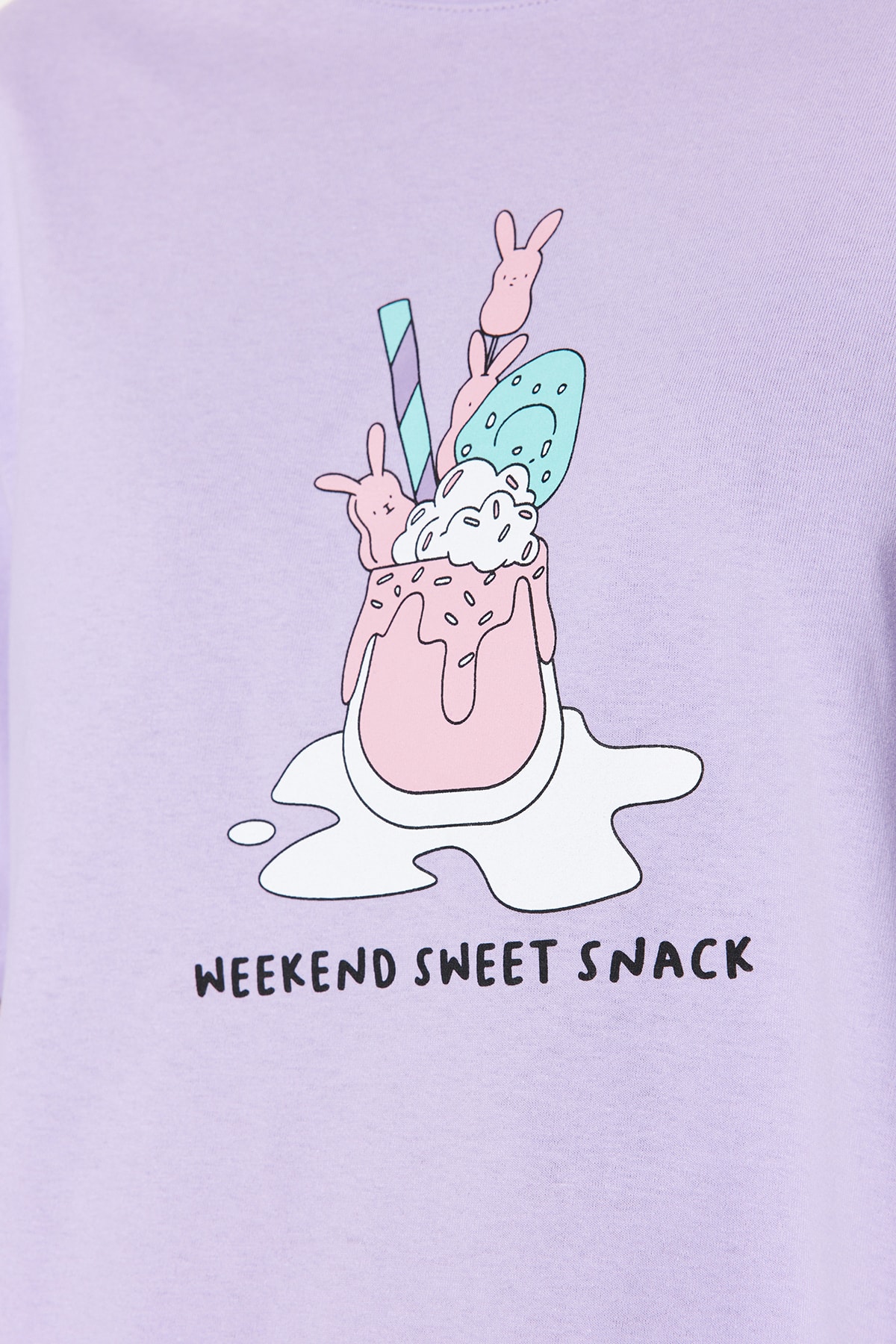 Trendyol Collection Lilac 100% Cotton Fun Printed Knitted Pajamas Set Thmss23Pt00134