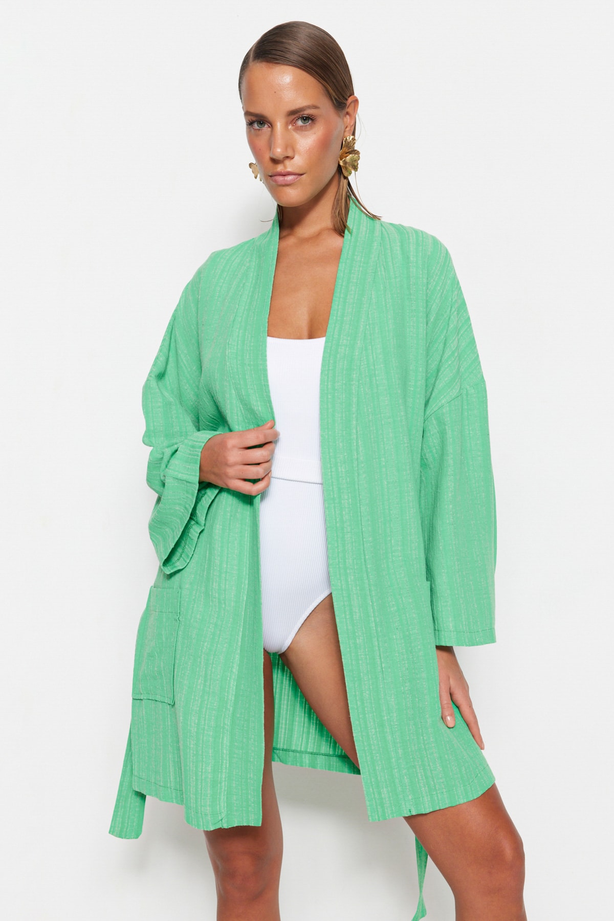Trendyol Collection Damen Grün Kimono & Kaftan Regular Fit Für - Größe 38