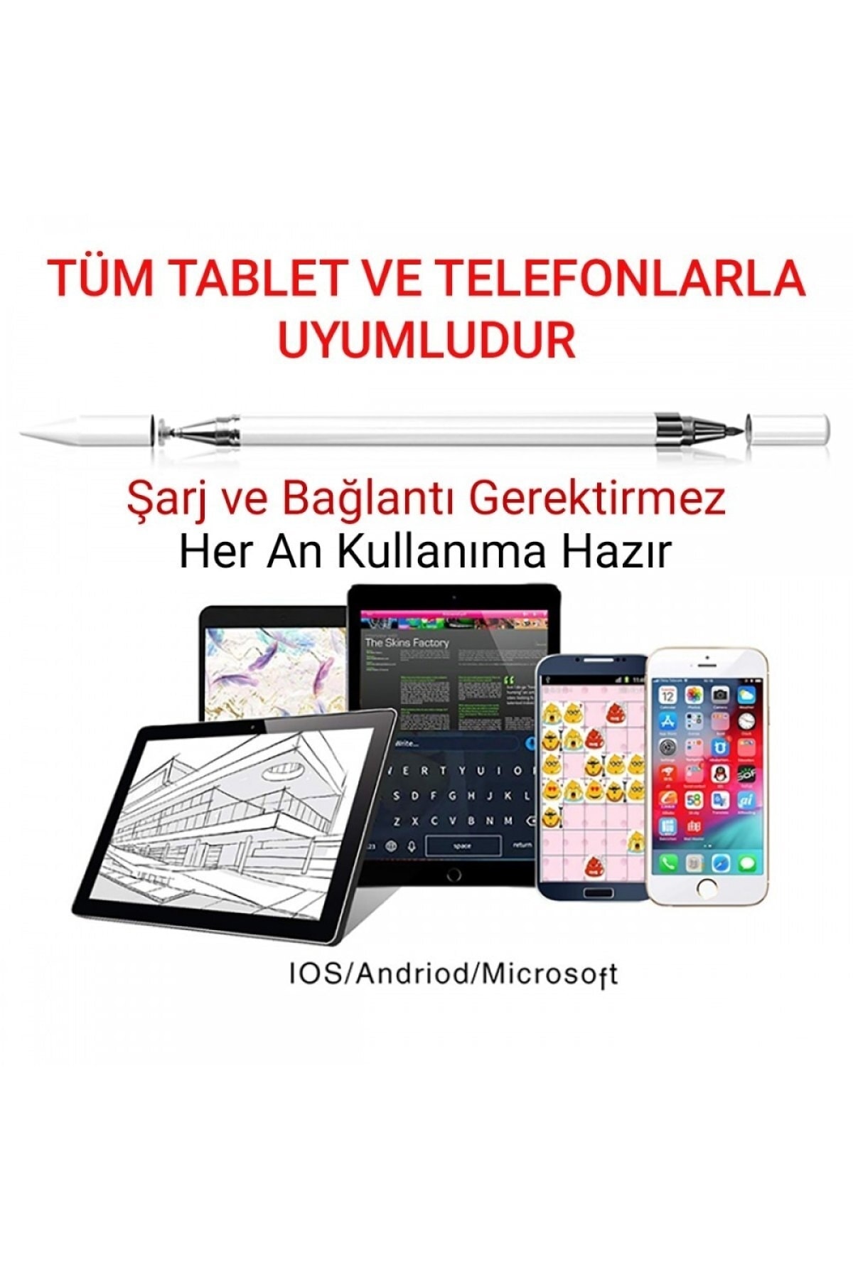 Lenovo Tab P12 ZACH0125TR 12.7İnç Modeli Uyumlu 2 In 1 Stylus Özel Tasarım Ve Çizim Kalemi 2