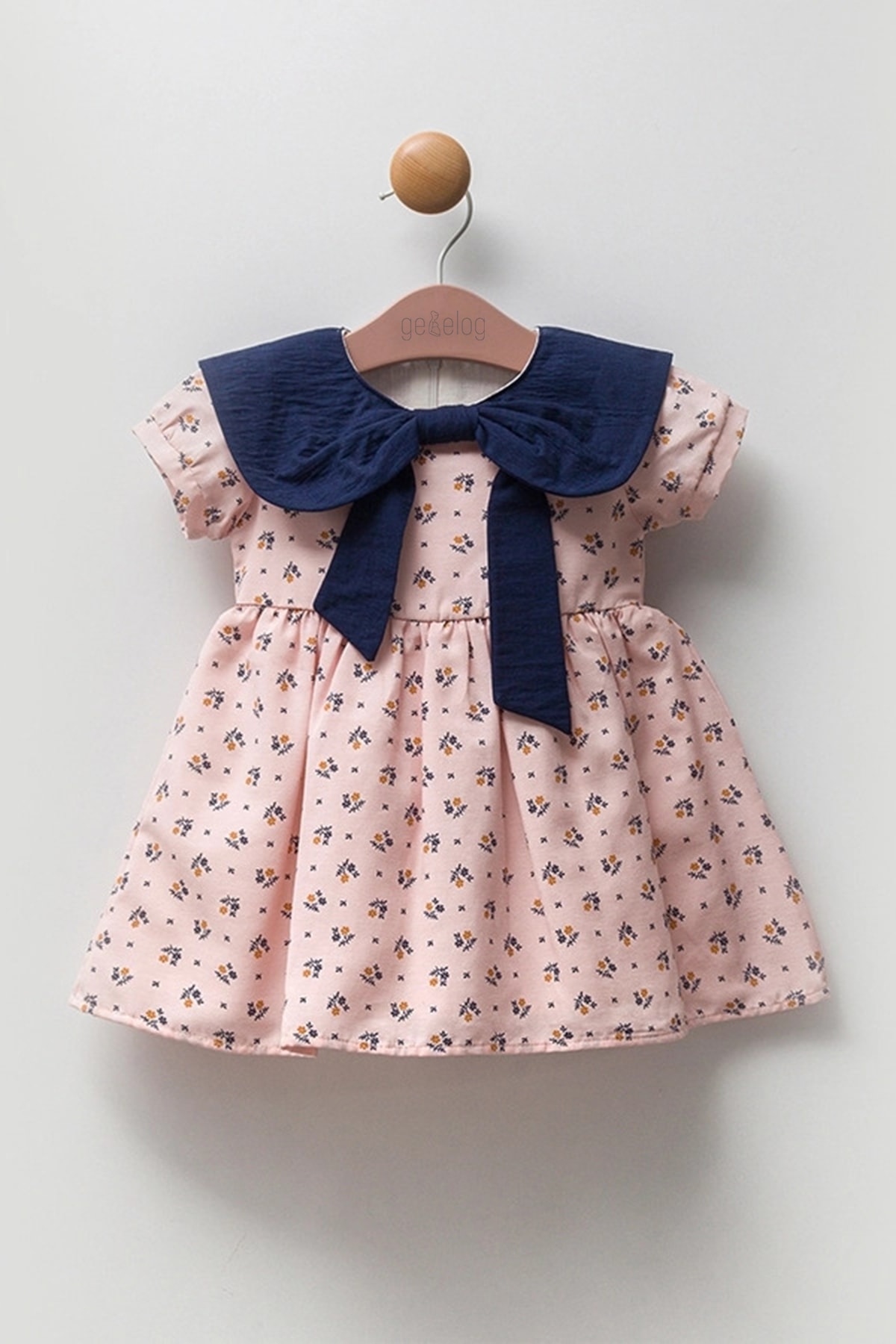 Baby Girl Dress with Bowtie Collar