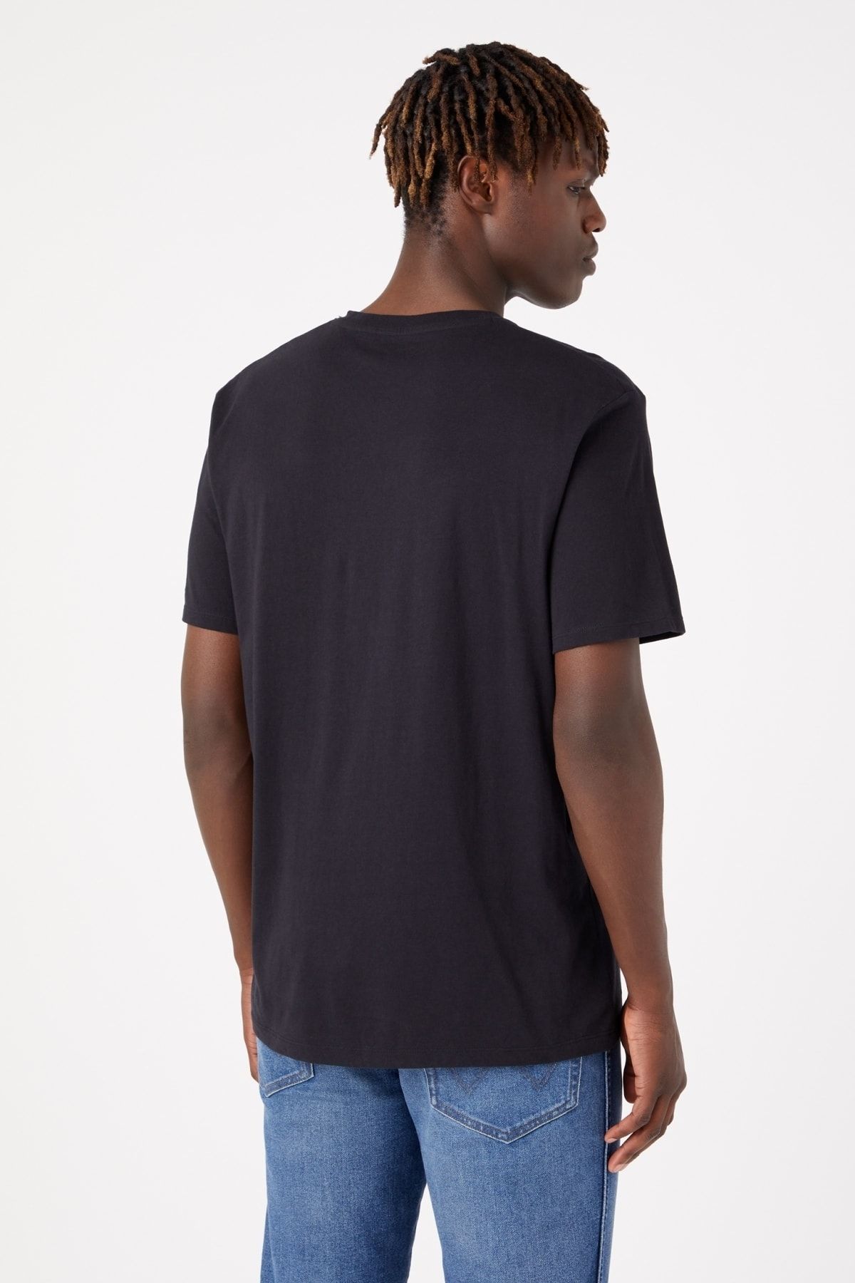 تی شرت مشکی مردانه به طور منظم مناسب برش طبیعی 100 ٪ گردن پنبه ای t shirt Wrangler