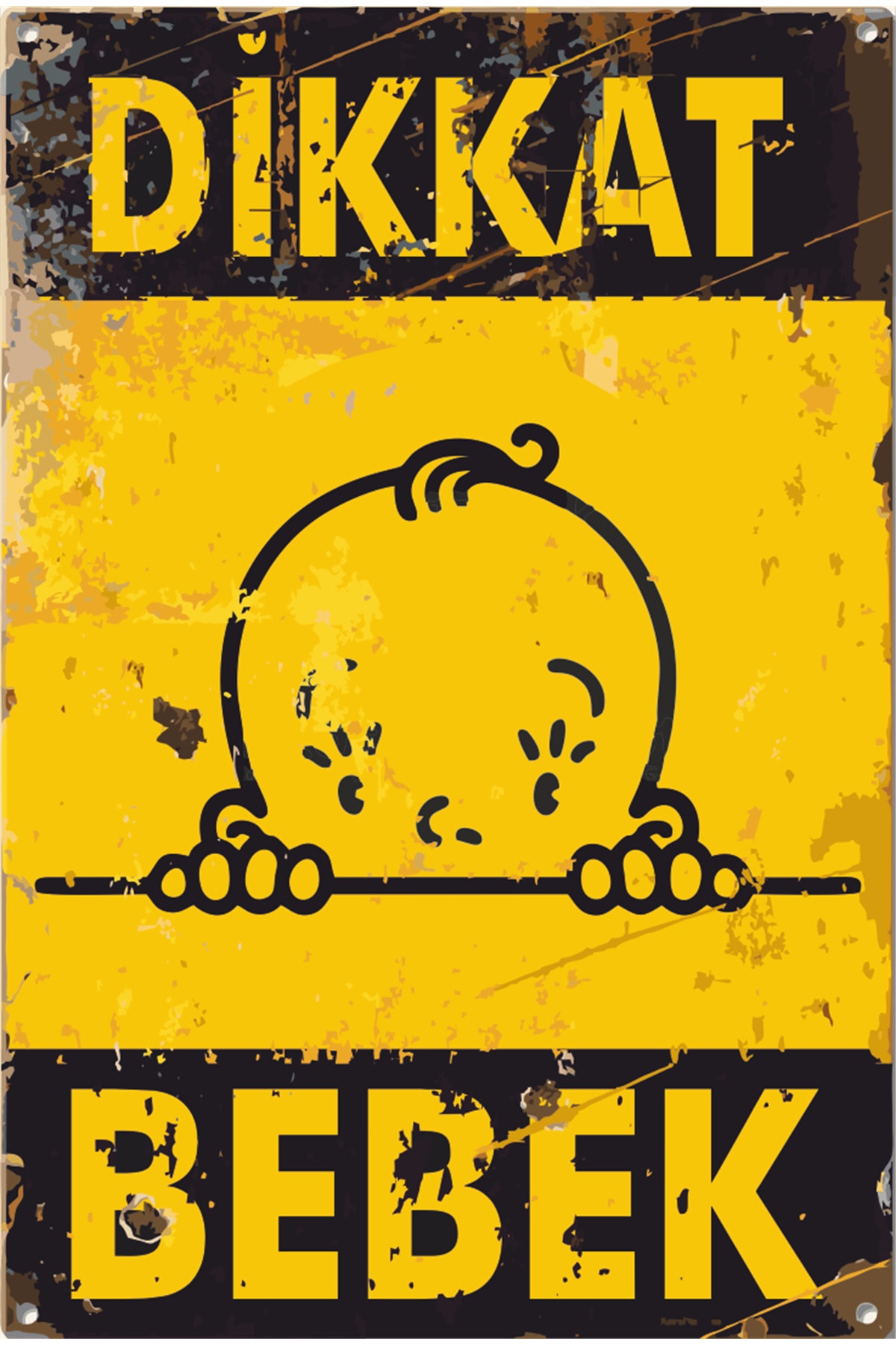 Attention Baby Warning Sign Retro Wooden Poster