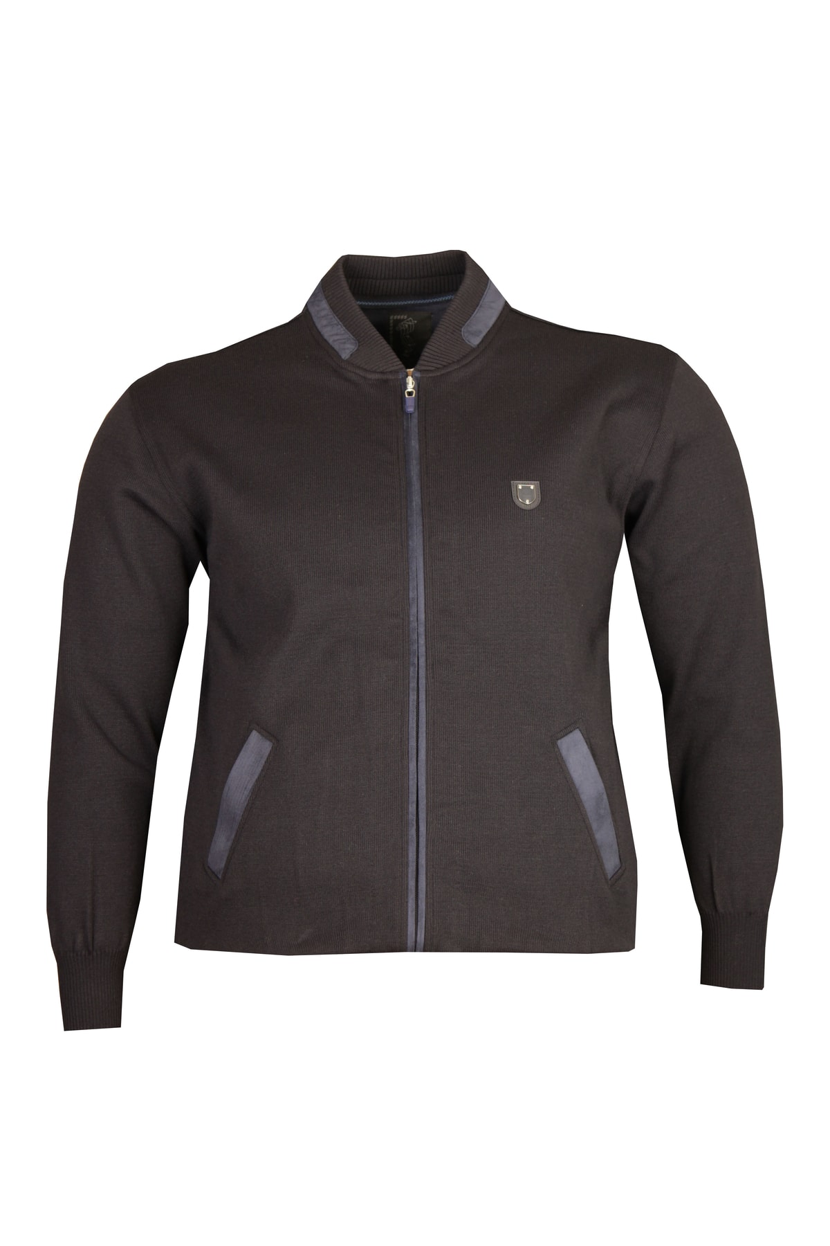 FaLa Jeans Büyük Beden Fermuarlı Triko Hırka 92019 Lacivert