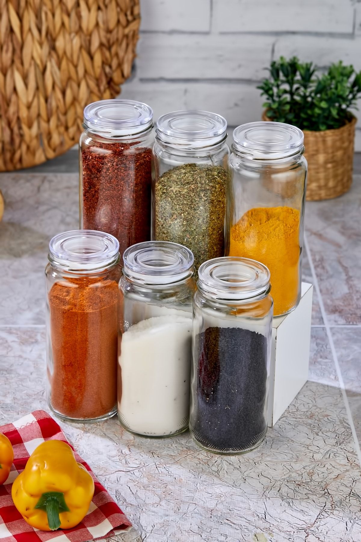 FBZhome-6-Piece Large Size Glass Jar Storage Container Spice Jar Set Super Set 500 Ml (With Label Gift) 3