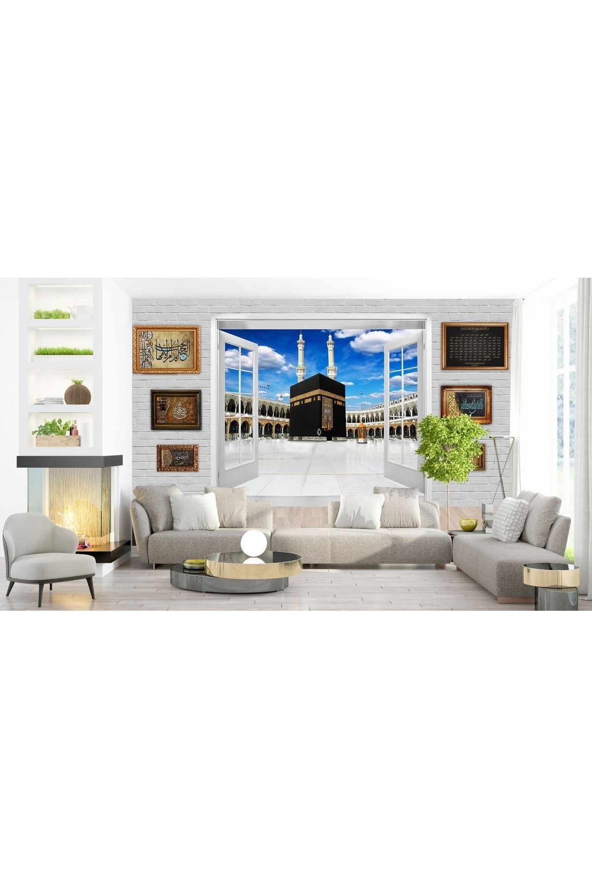 ARSLAN DEKOR-Empty Kaaba Pattern Wallpaper Inside the Window 2