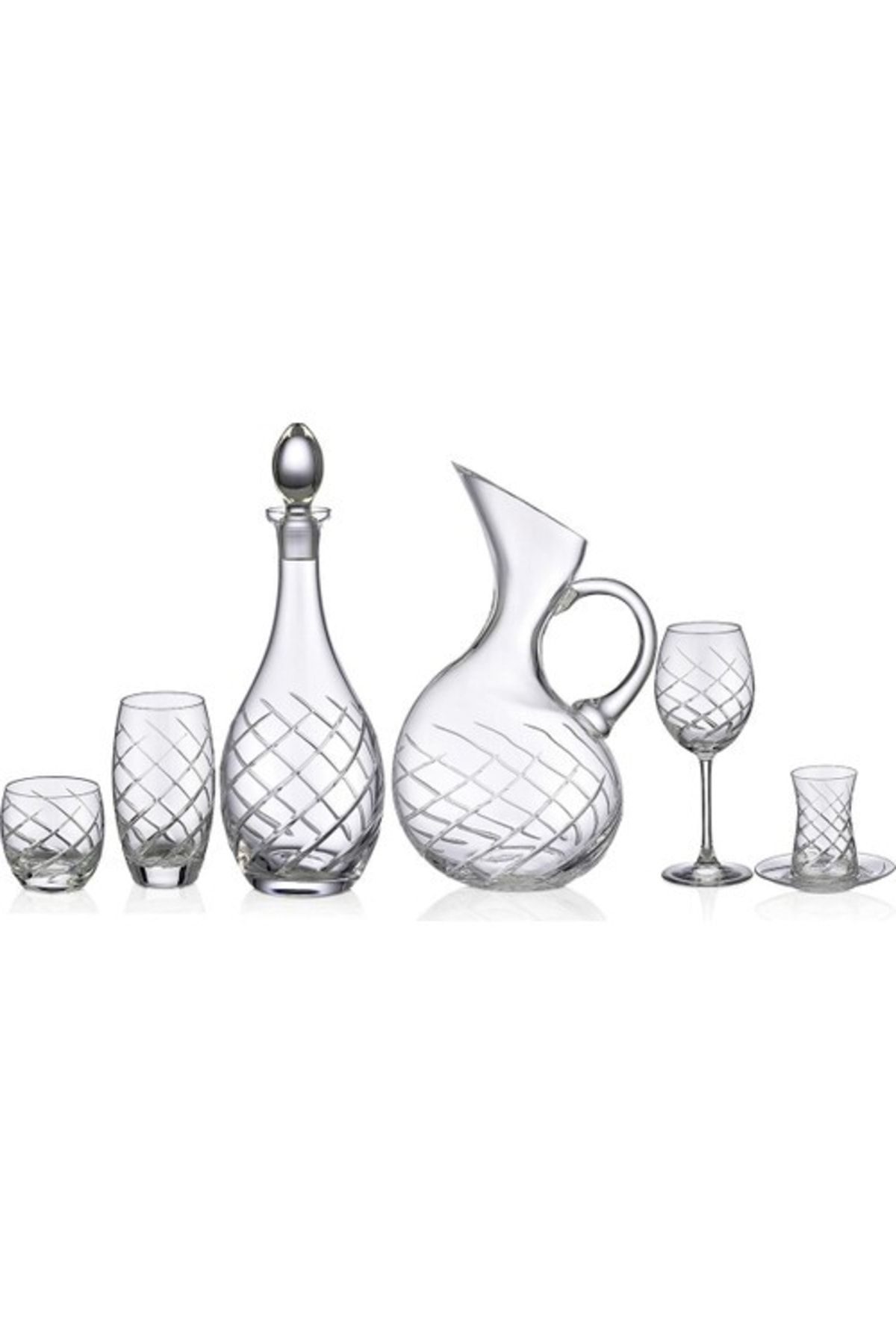 KCD-Armonı Simple 61 Piece Glass Tableware Presentation Dowry Set Water Cup Set Cutting Hand Decor 2