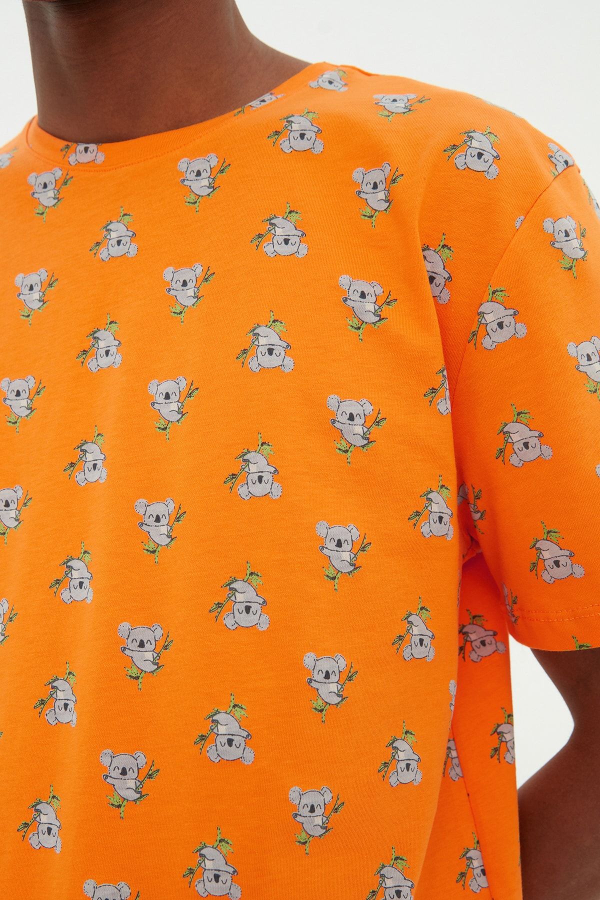 TRENDYOL MAN Turuncu Koala Baskılı Örme Pijama Takımı THMSS21PT1239 ZR9338