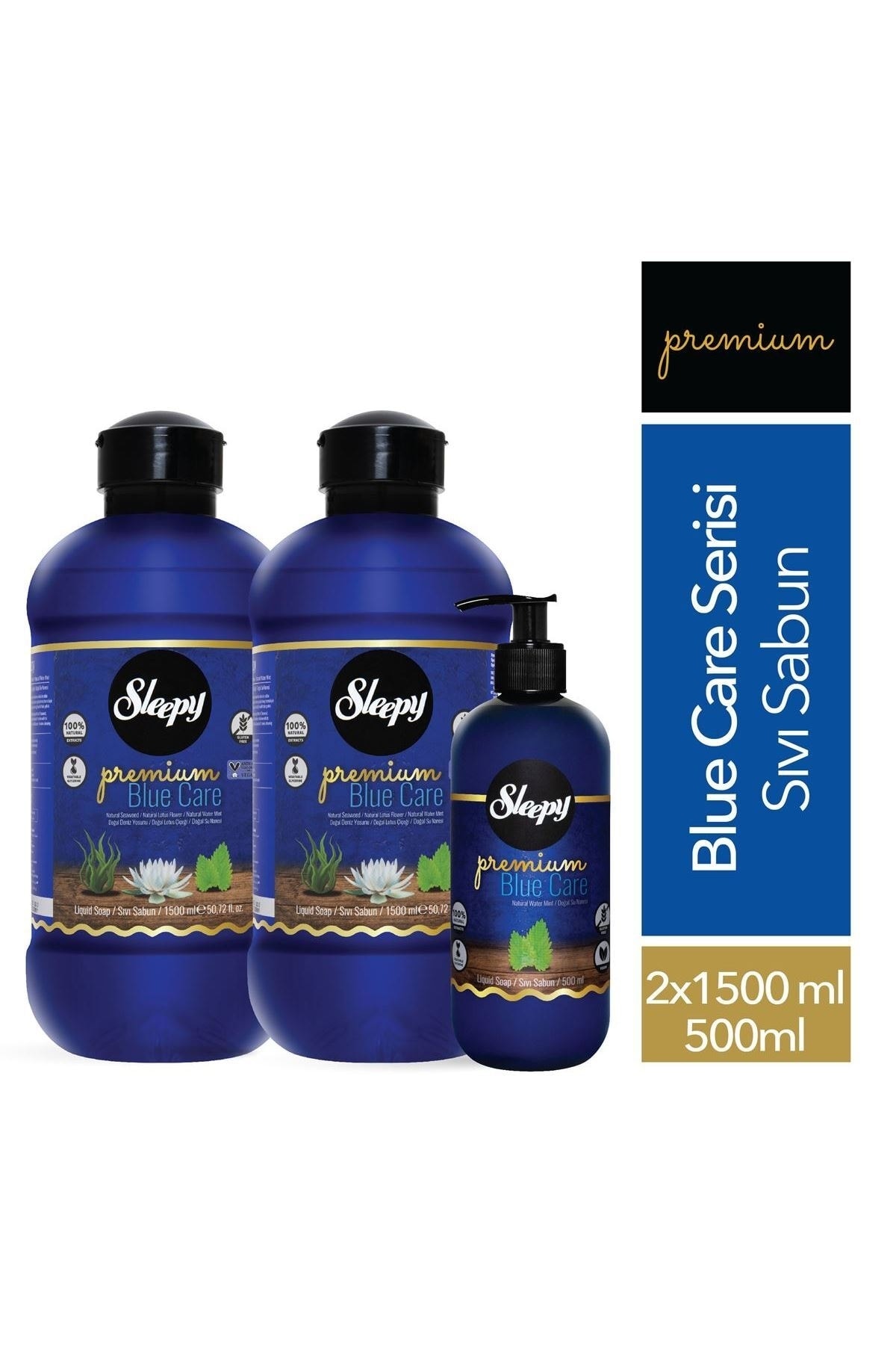 Sleepy Premium Blue Care Serisi Sıvı Sabun 500 Ml + 2x1500 Ml