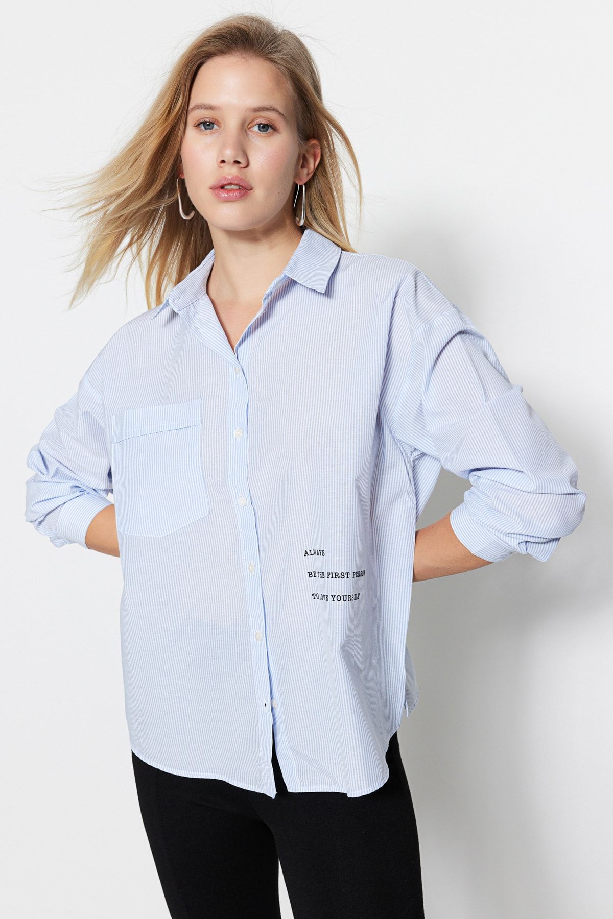 Trendyol Collection Hemd Blau Oversized